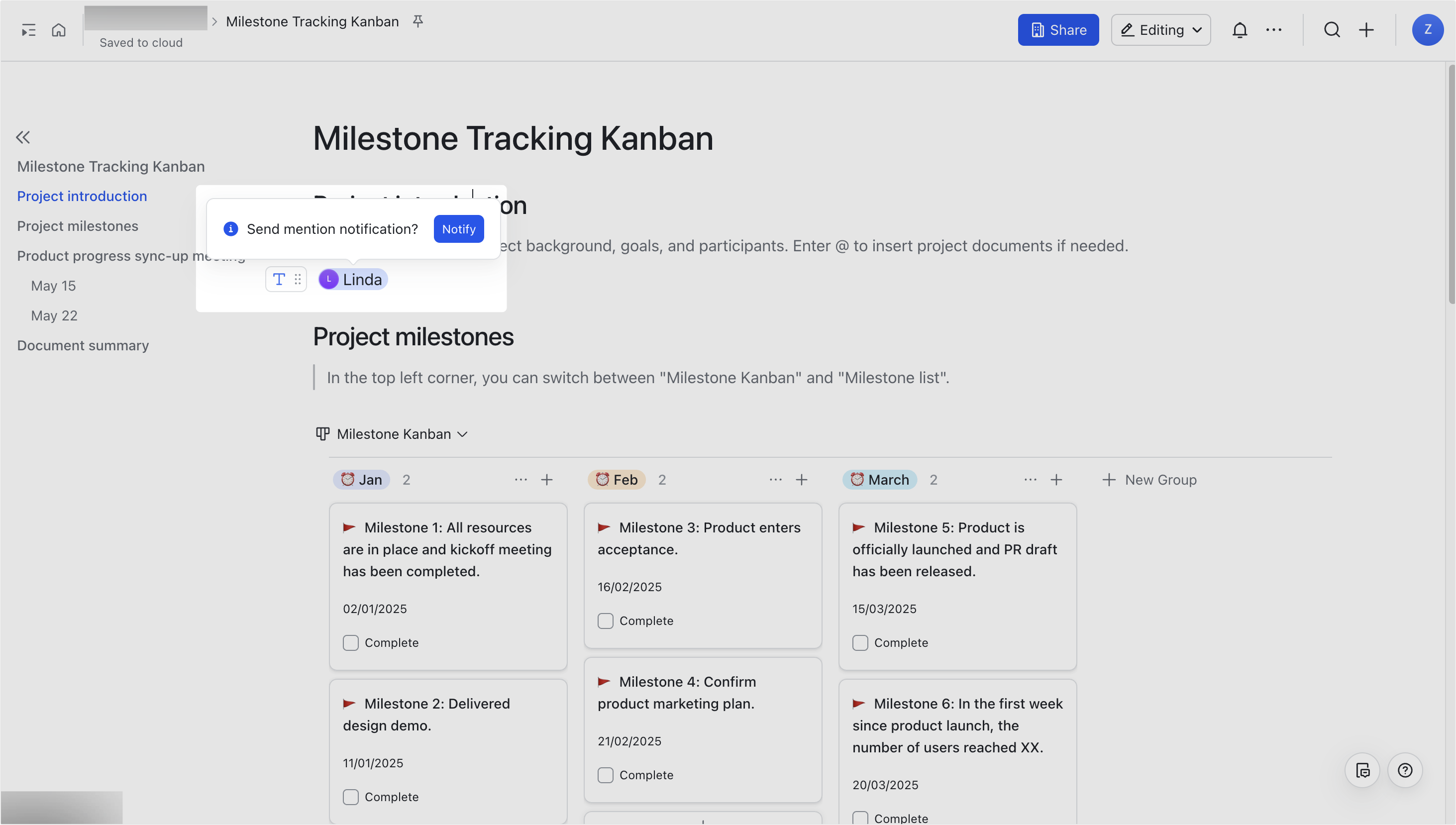 Use the @ feature in Docs