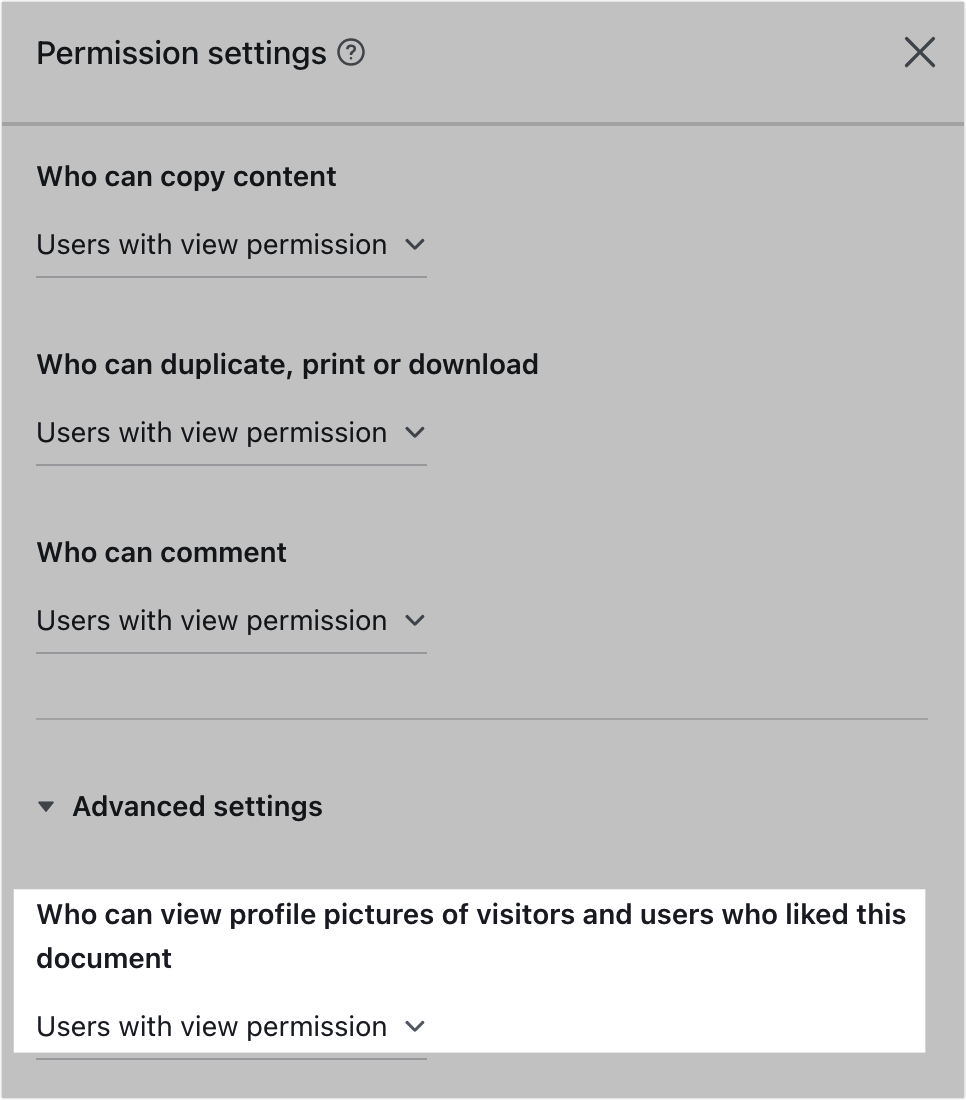 Hide the profile pictures of users who visited and liked Docs