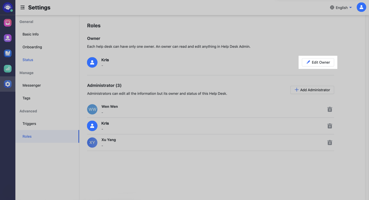 Adjust Help Desk settings