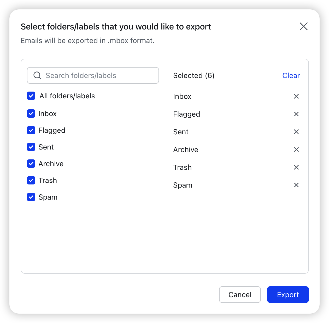 Use the email export feature