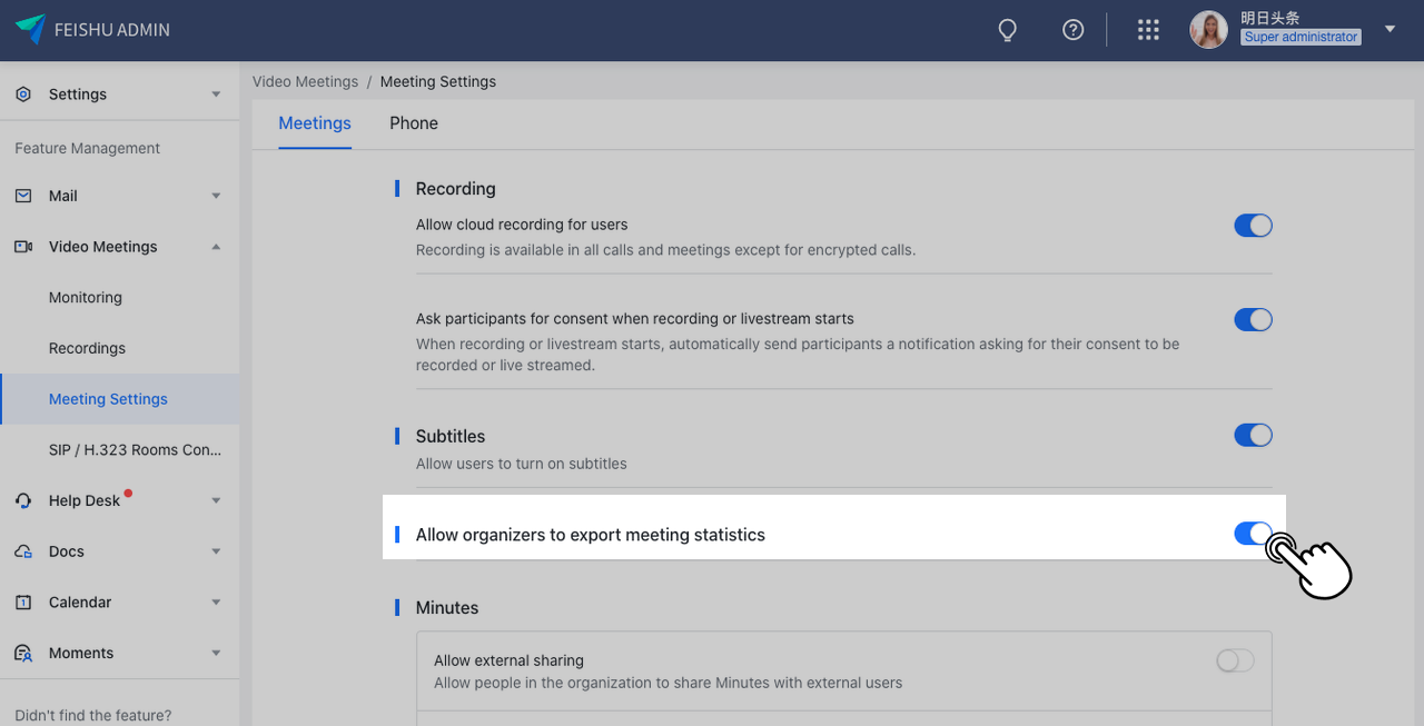 Meetings feature updates