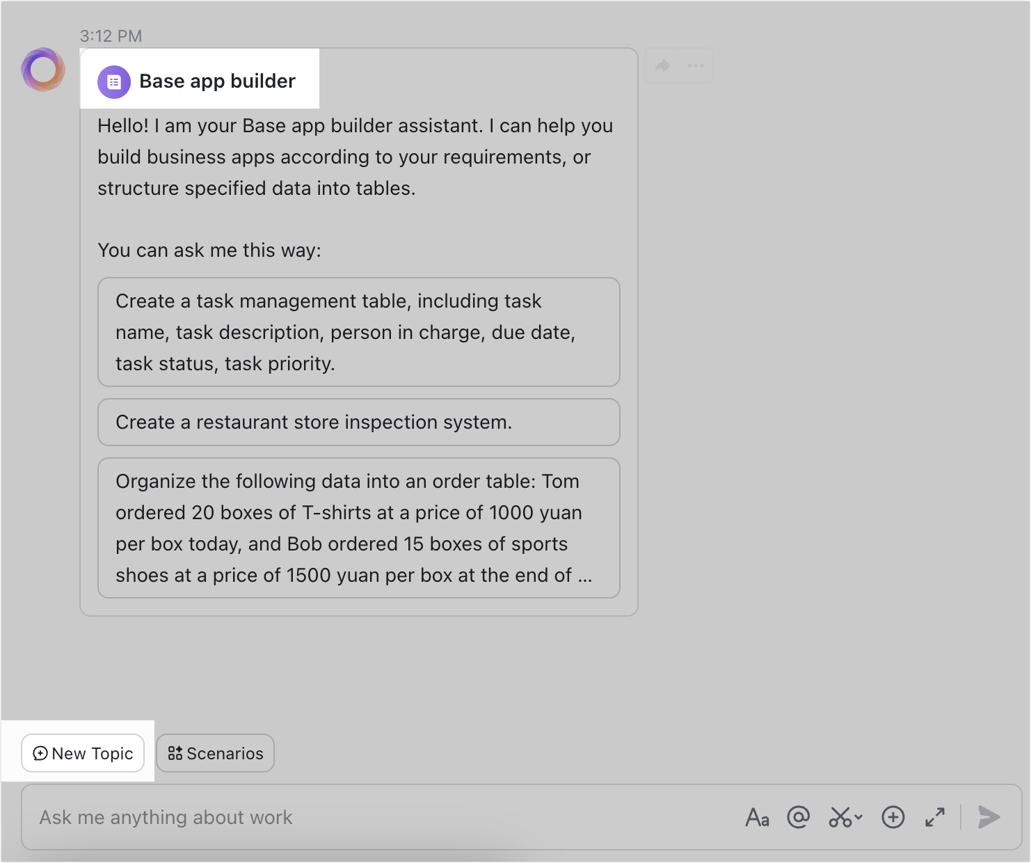 Use the Base app builder scenario of AI Companion