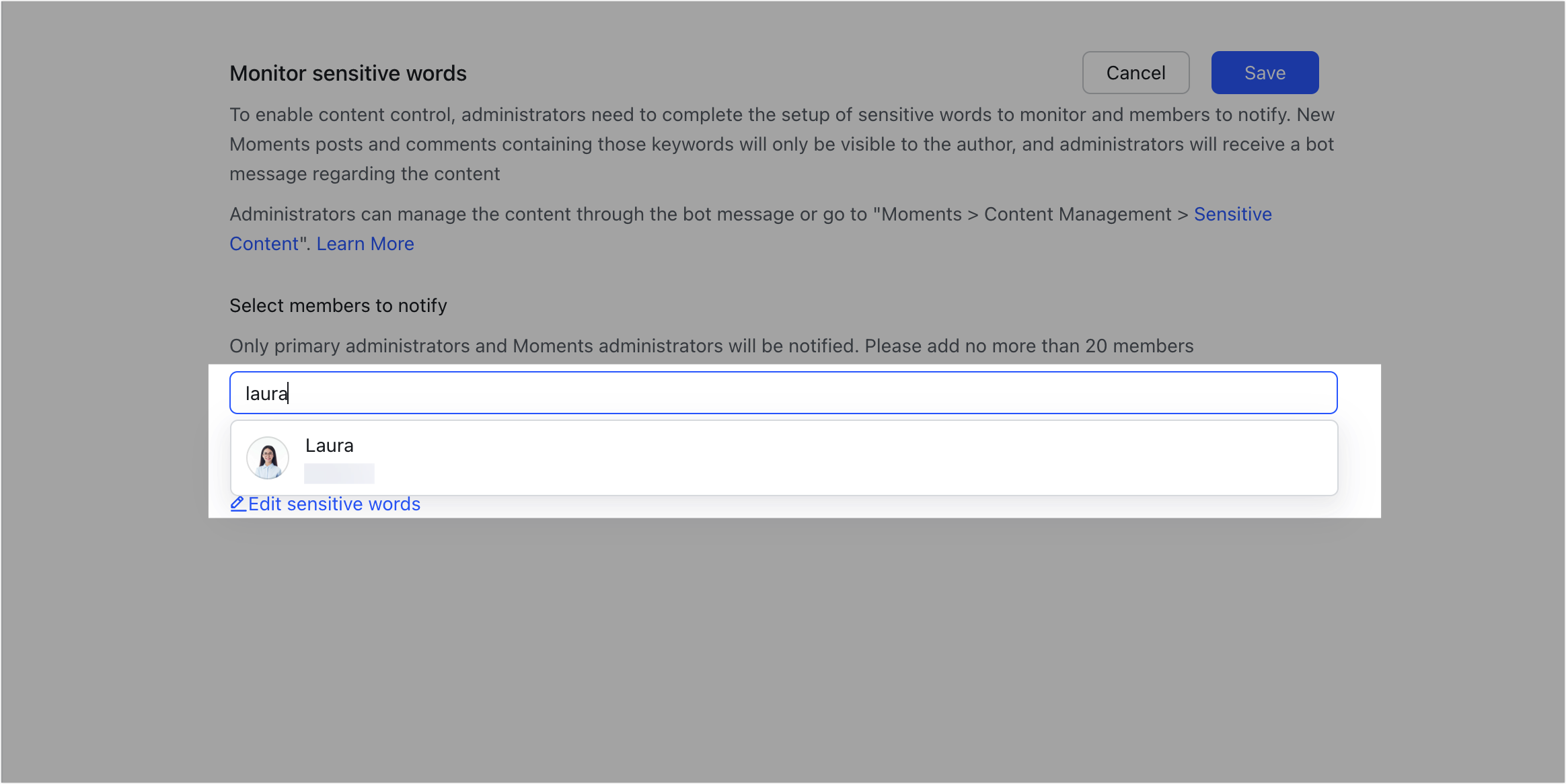 Admin | Configure and monitor sensitive words in Feishu Moments