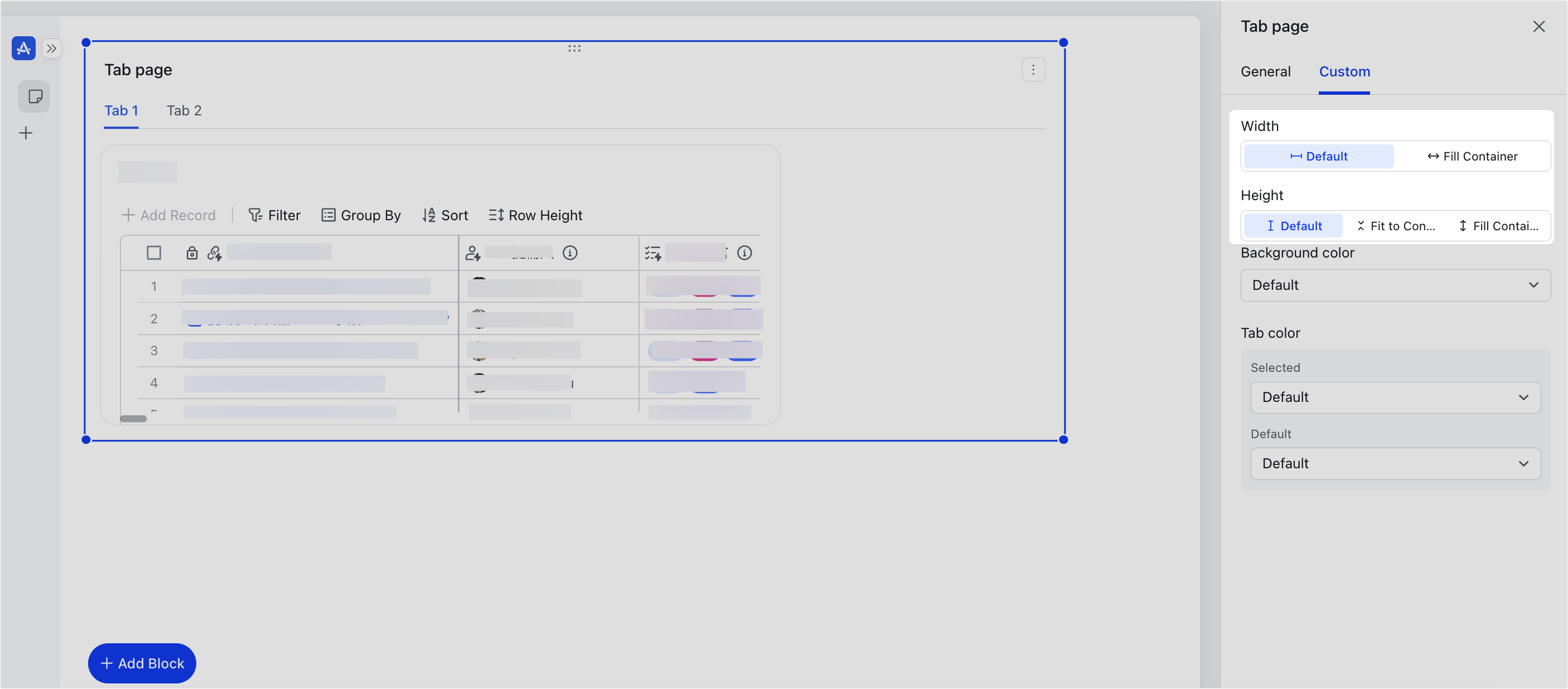 Set block sizes to 