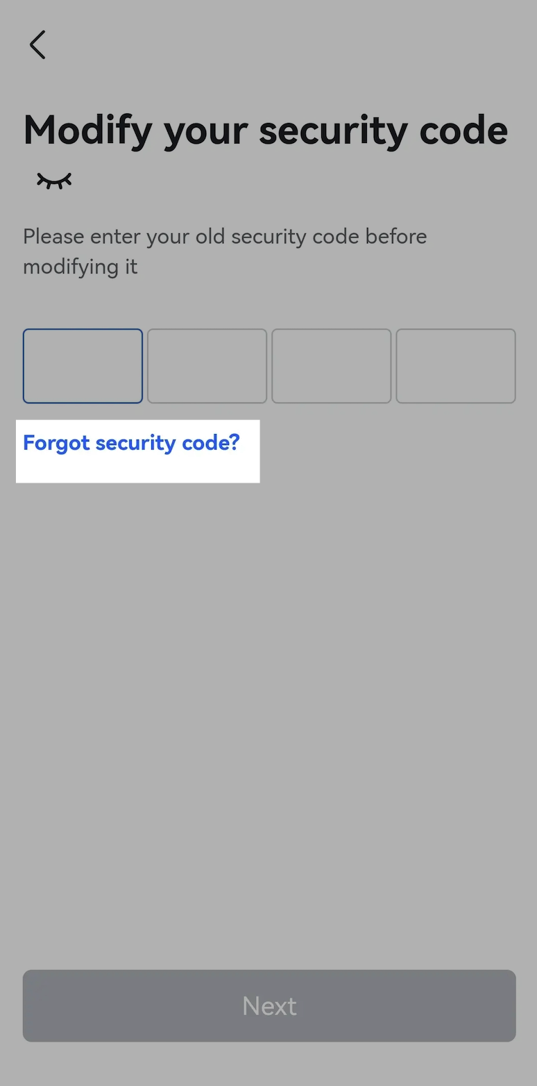 Set or change security code