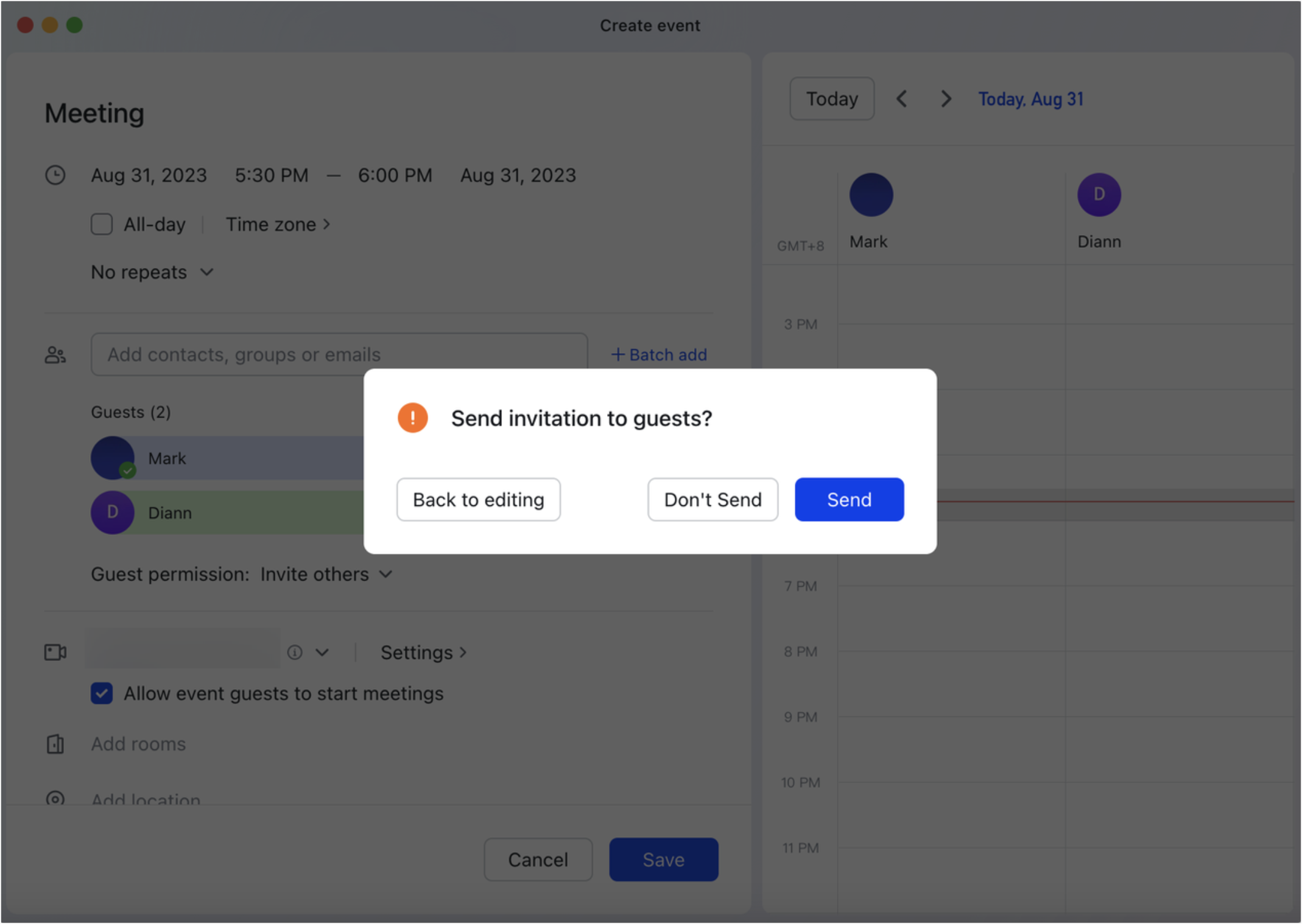Create events and invite participants