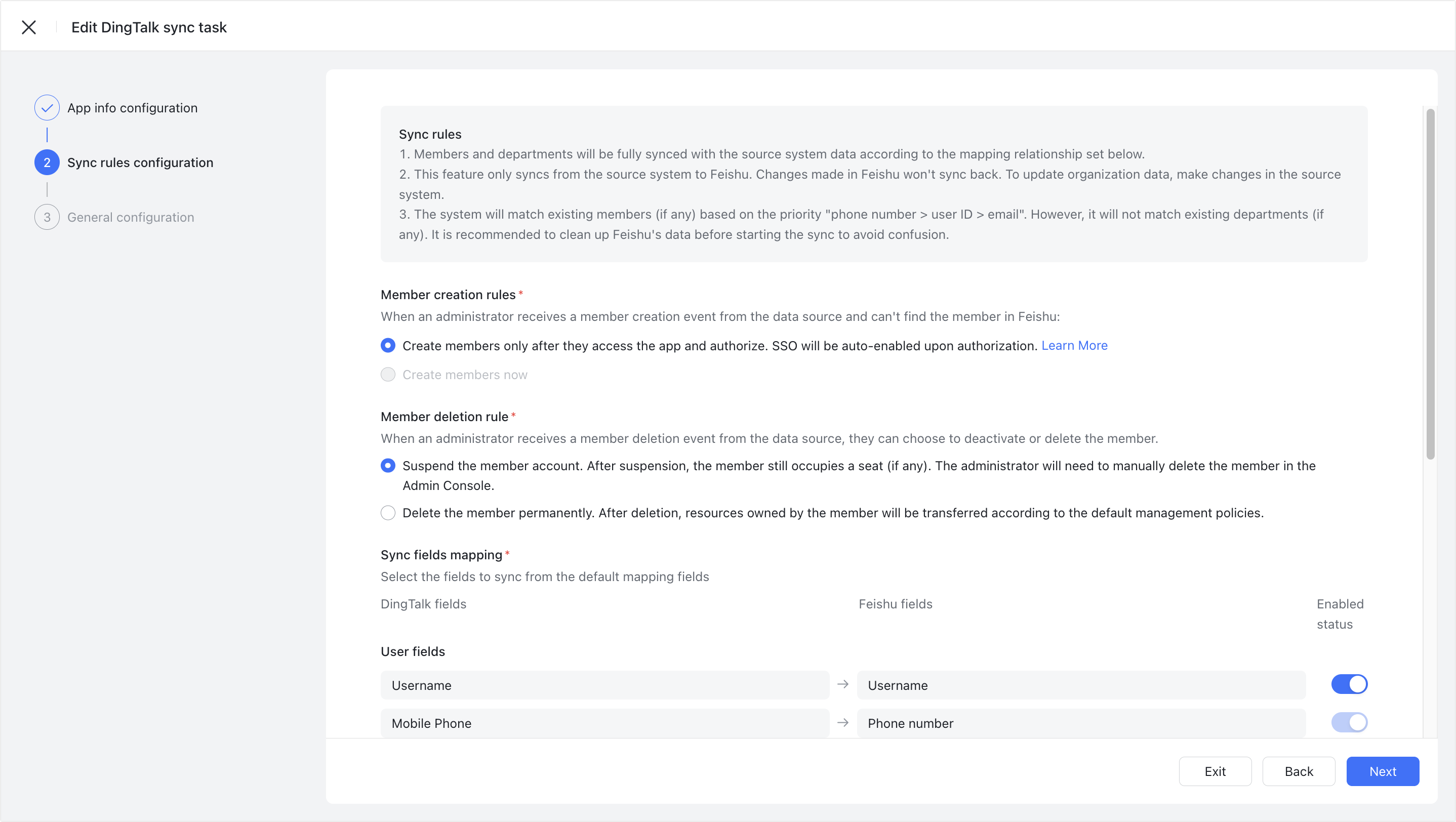 Admin | Sync user data from DingTalk to Feishu