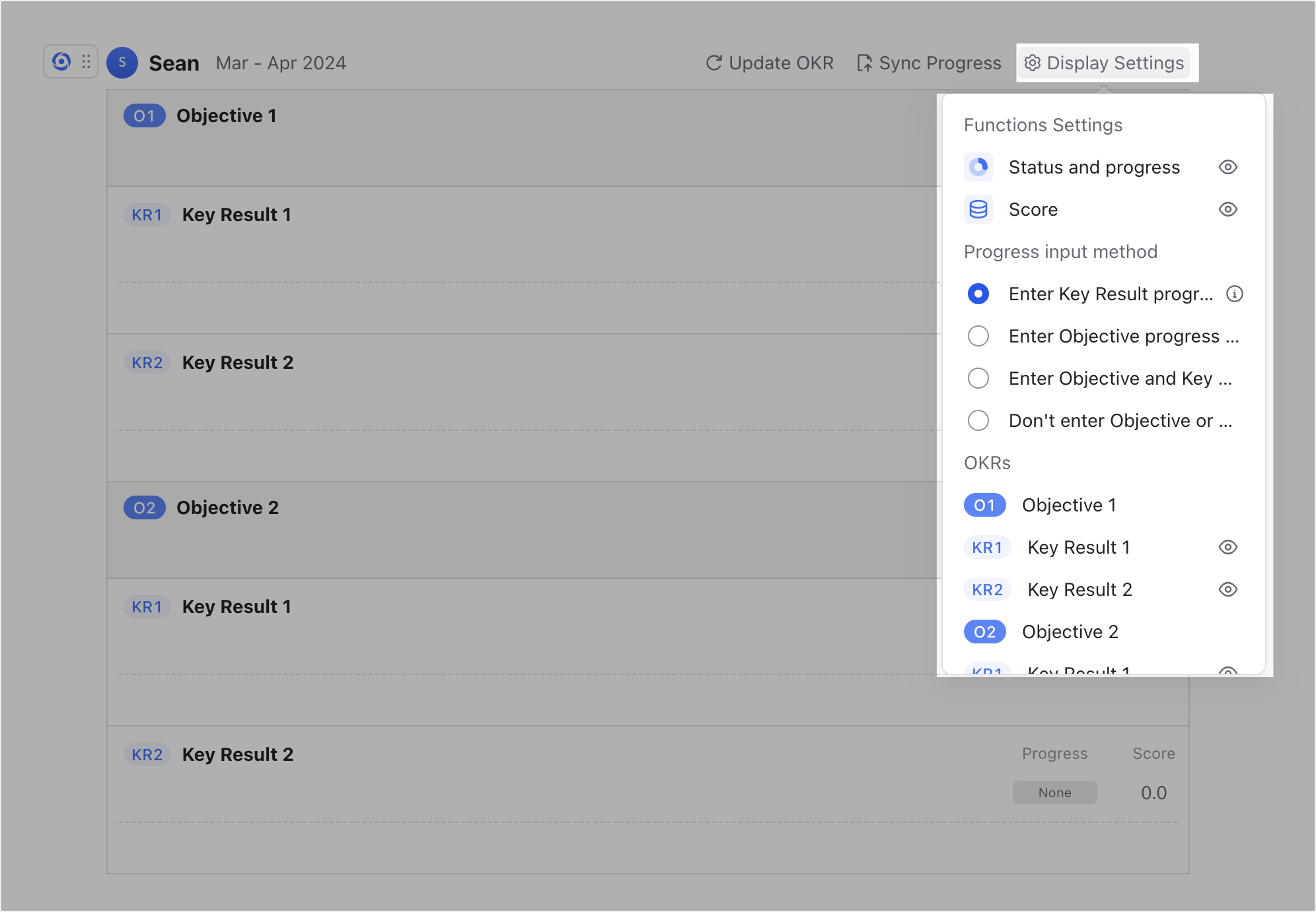 Insert OKRs in Docs