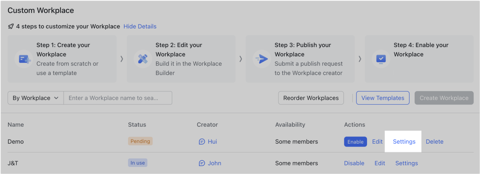 Admin | Get started with Custom Workplace