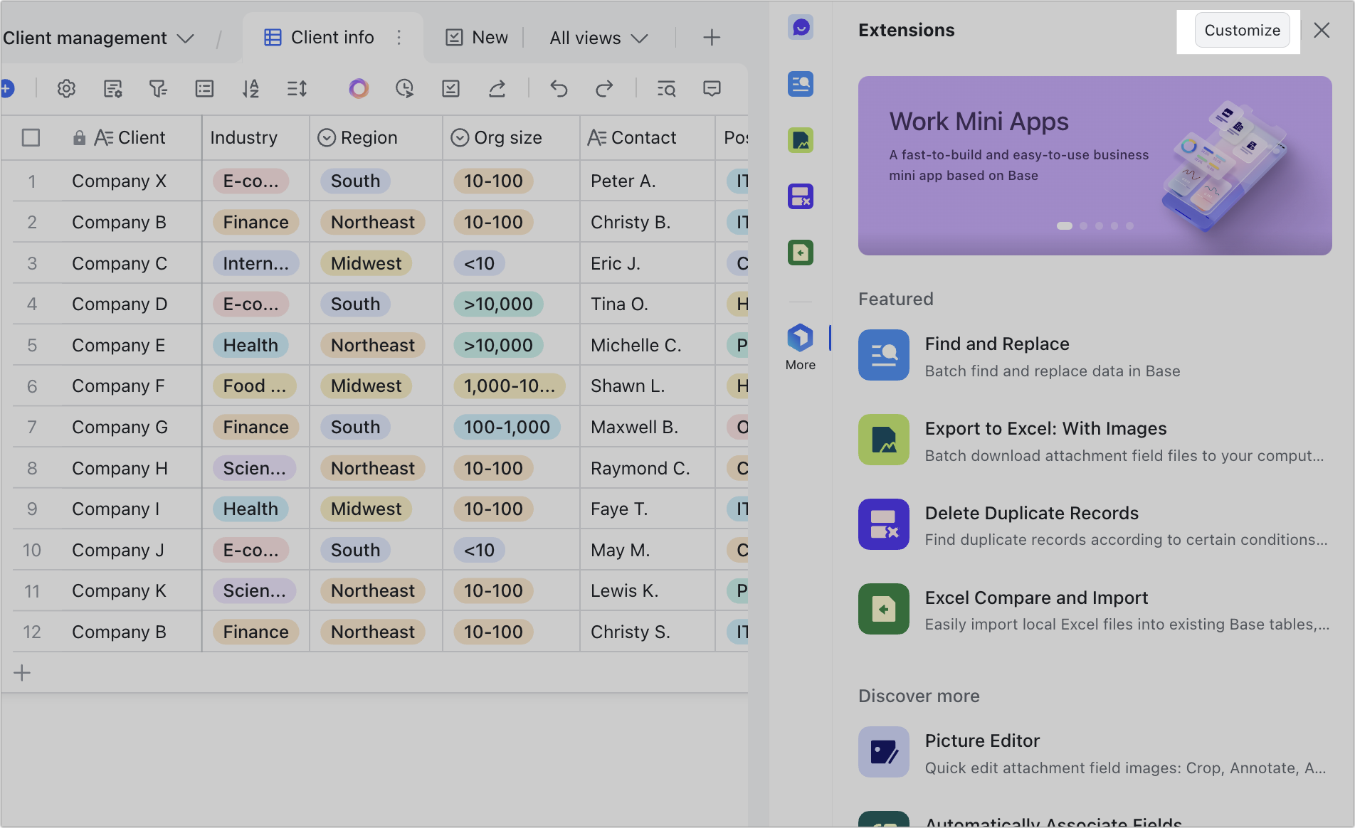 Use extensions in base