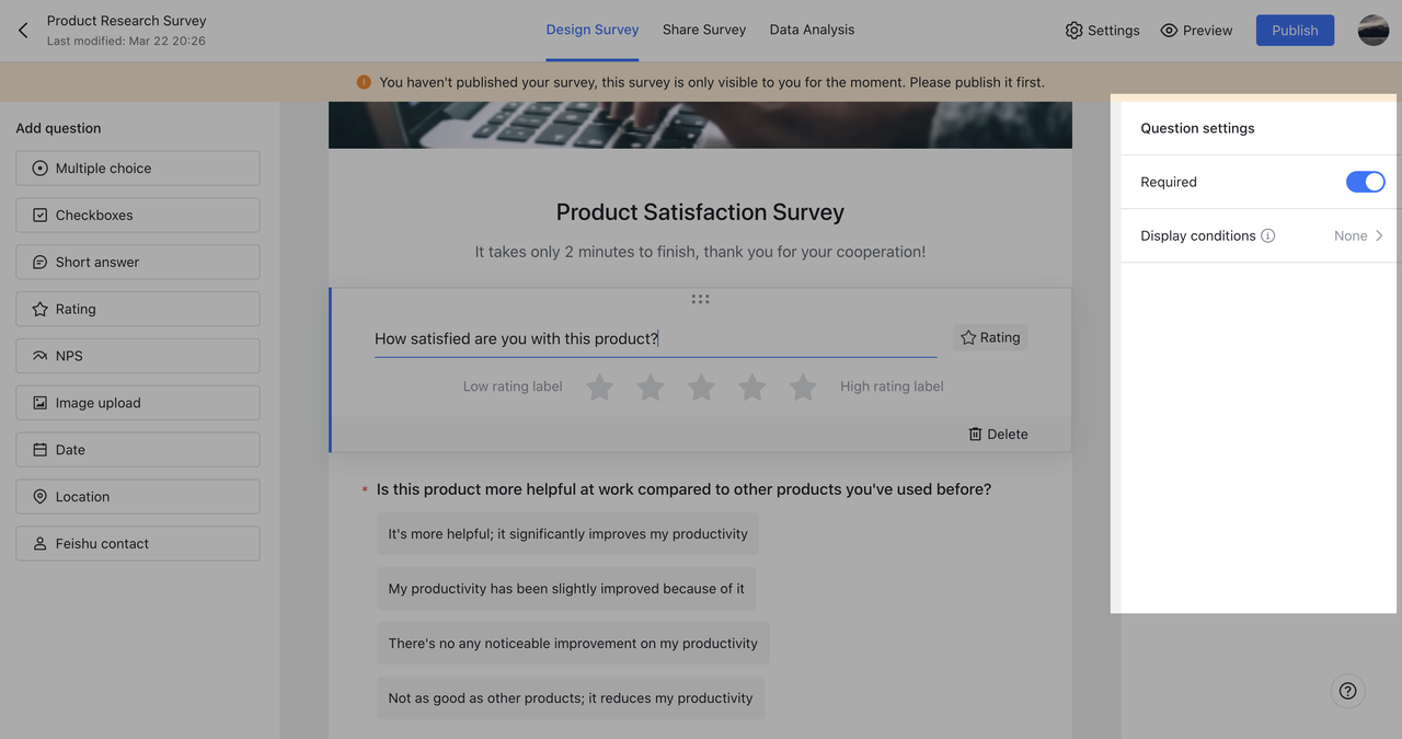Use Feishu Survey