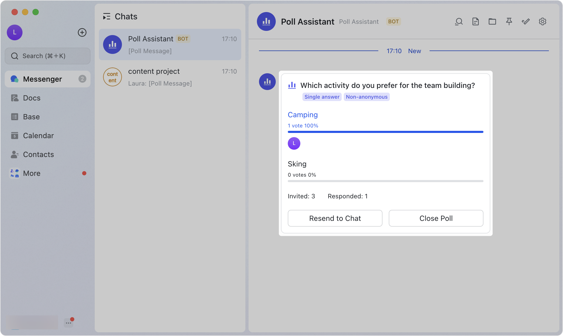 Create a poll in a group chat