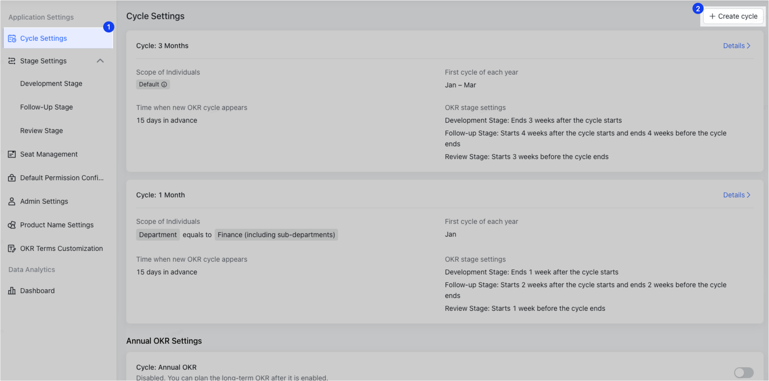 Admin | Set multiple OKR cycles