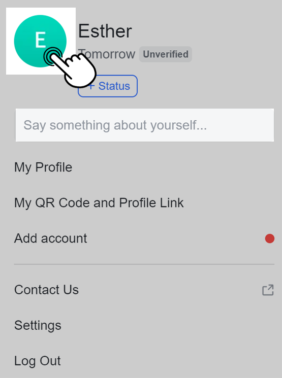 Modify your name, profile photo and status