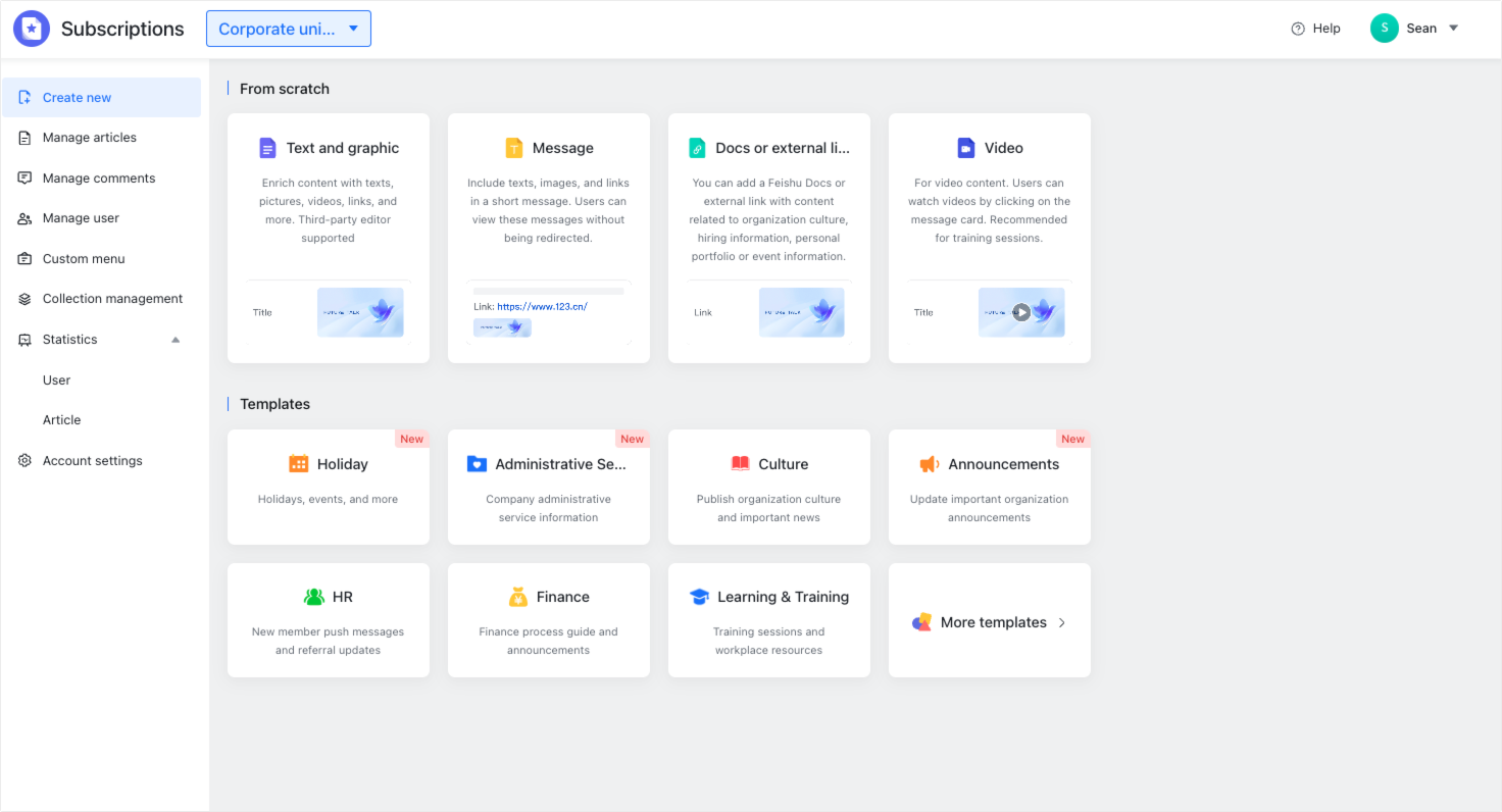 Create and send Subscriptions content