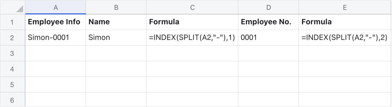 SPLIT function for Sheets
