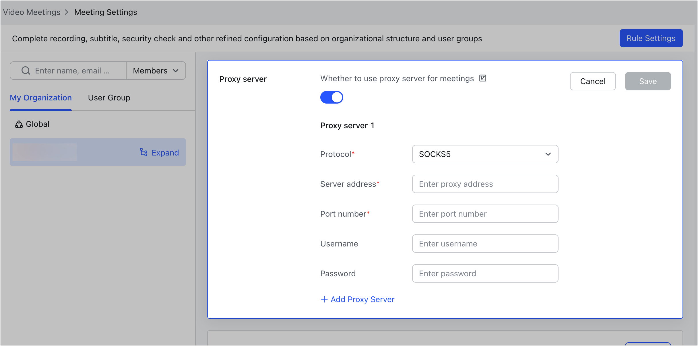 Admin | Configure meeting settings