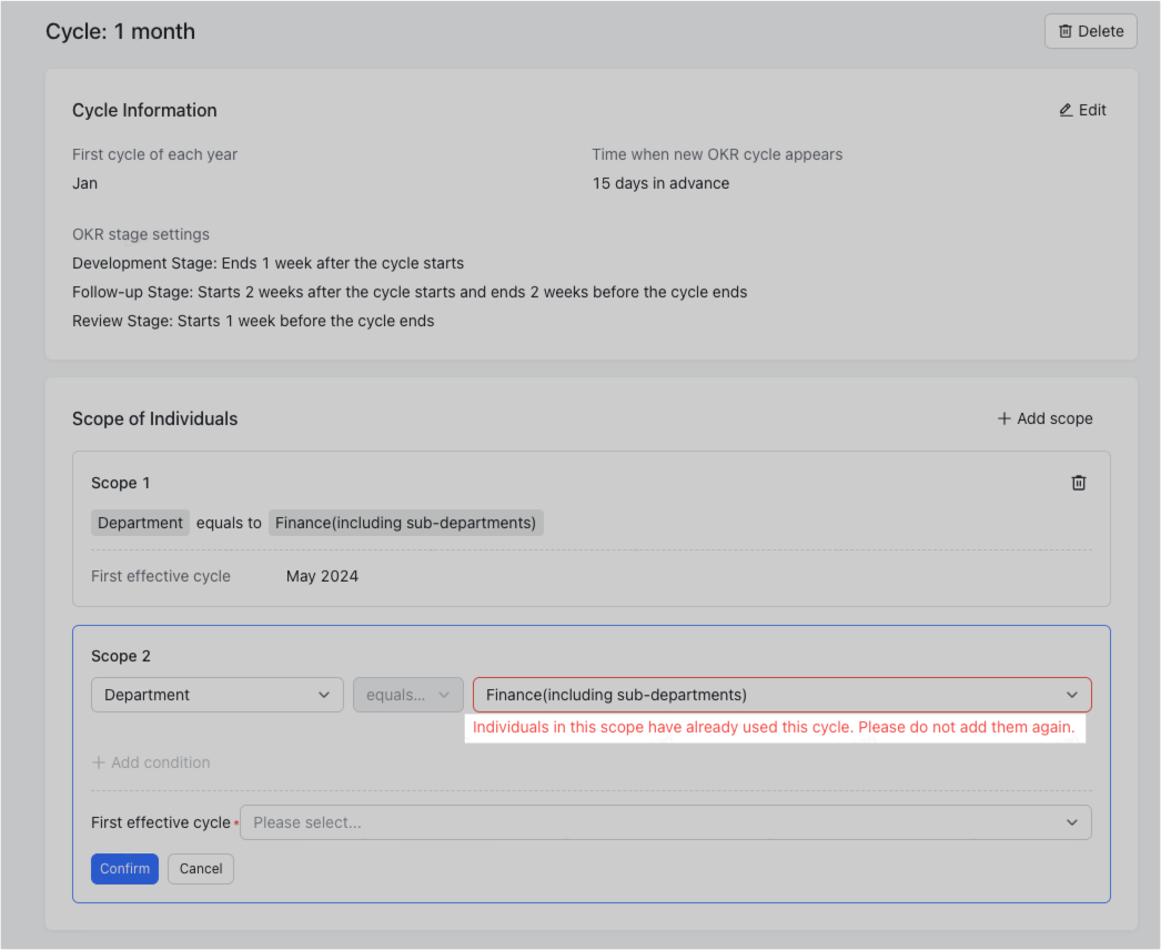 Admin | Set multiple OKR cycles