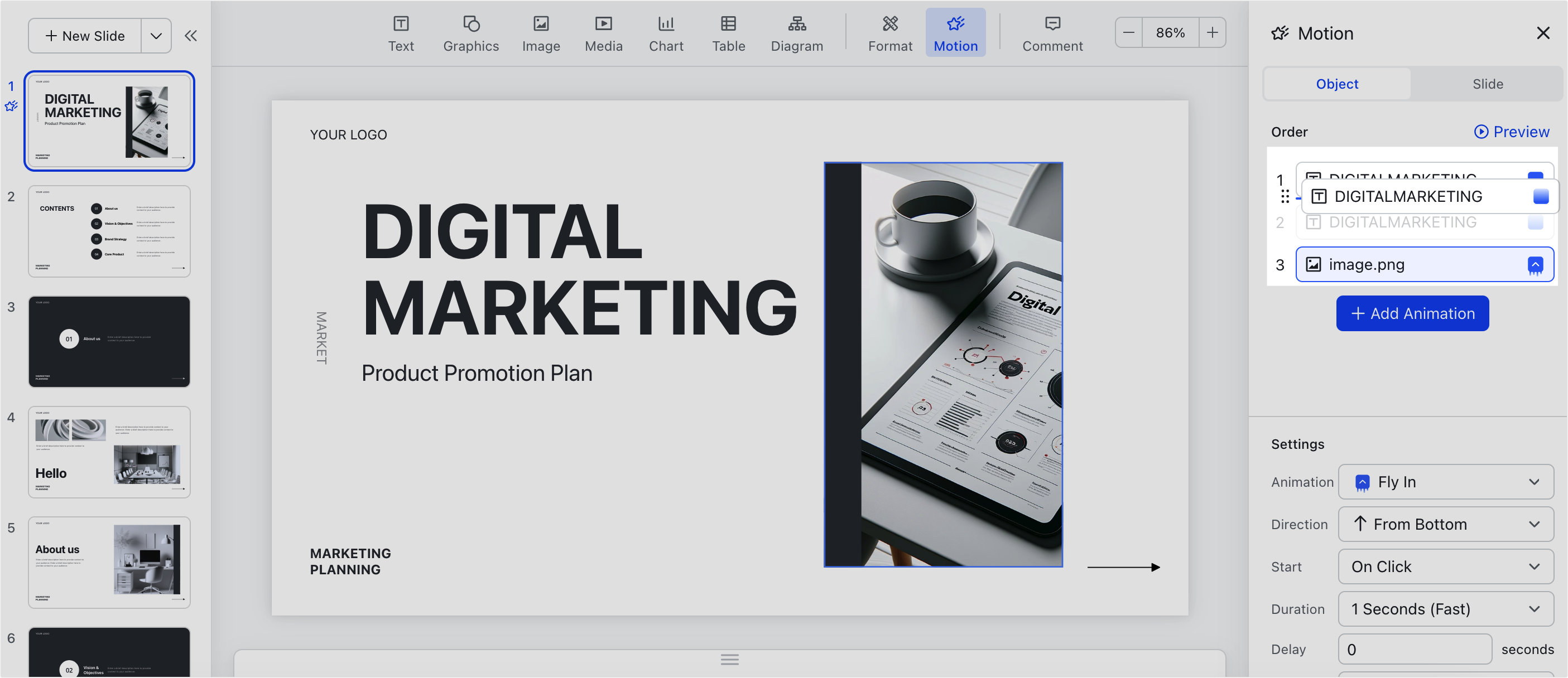 Use animations in Slides