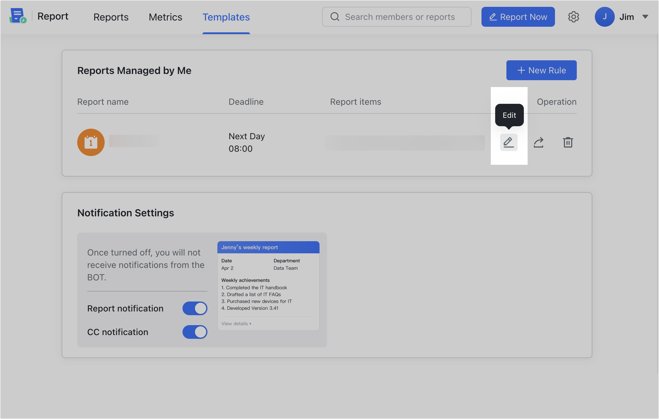 Set up report rules