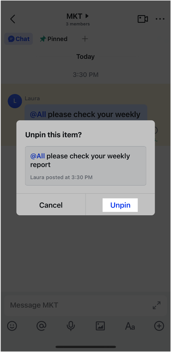 Pin a message