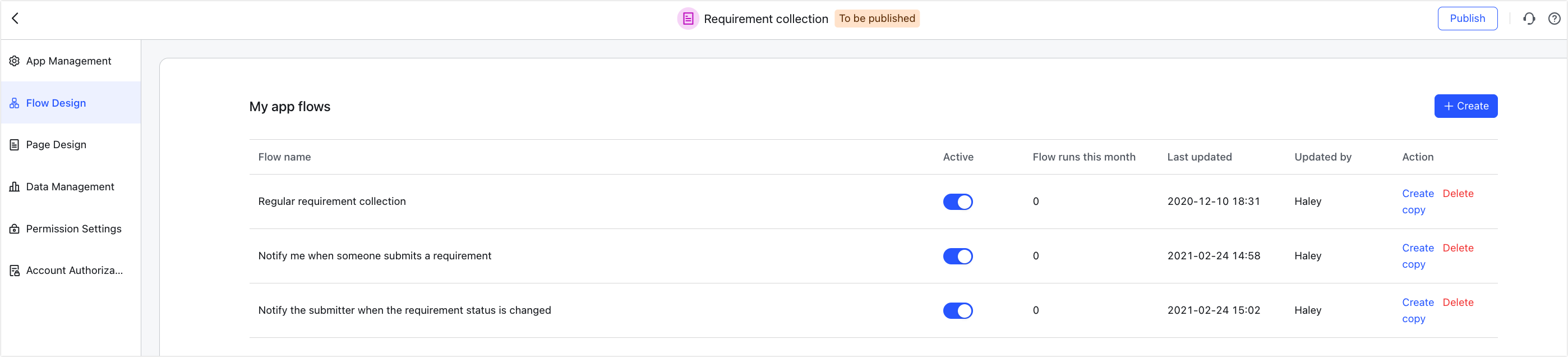 Use the Requirement Collection bot