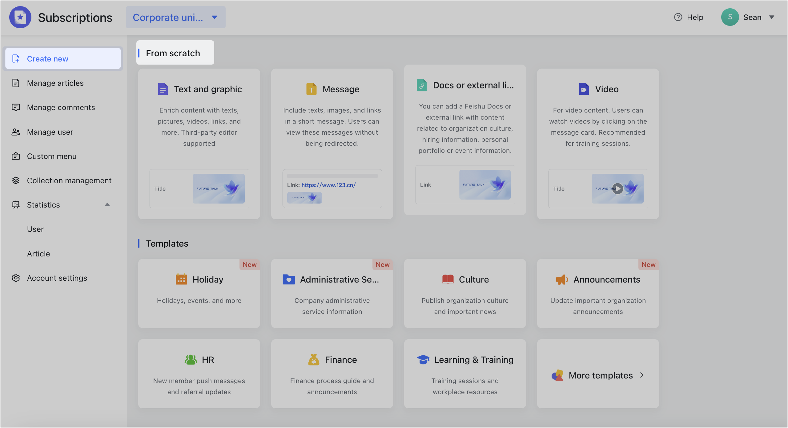 Create and send Subscriptions content