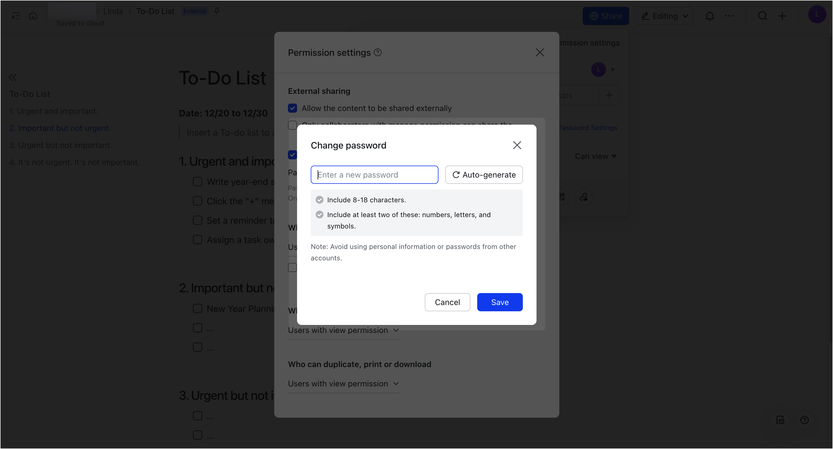 Password protect documents and folders for sharing