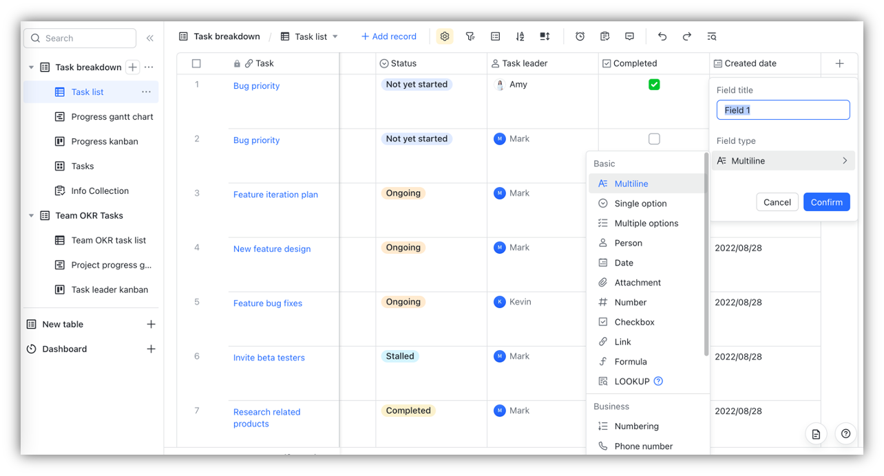 Use The Multiline Field In Base