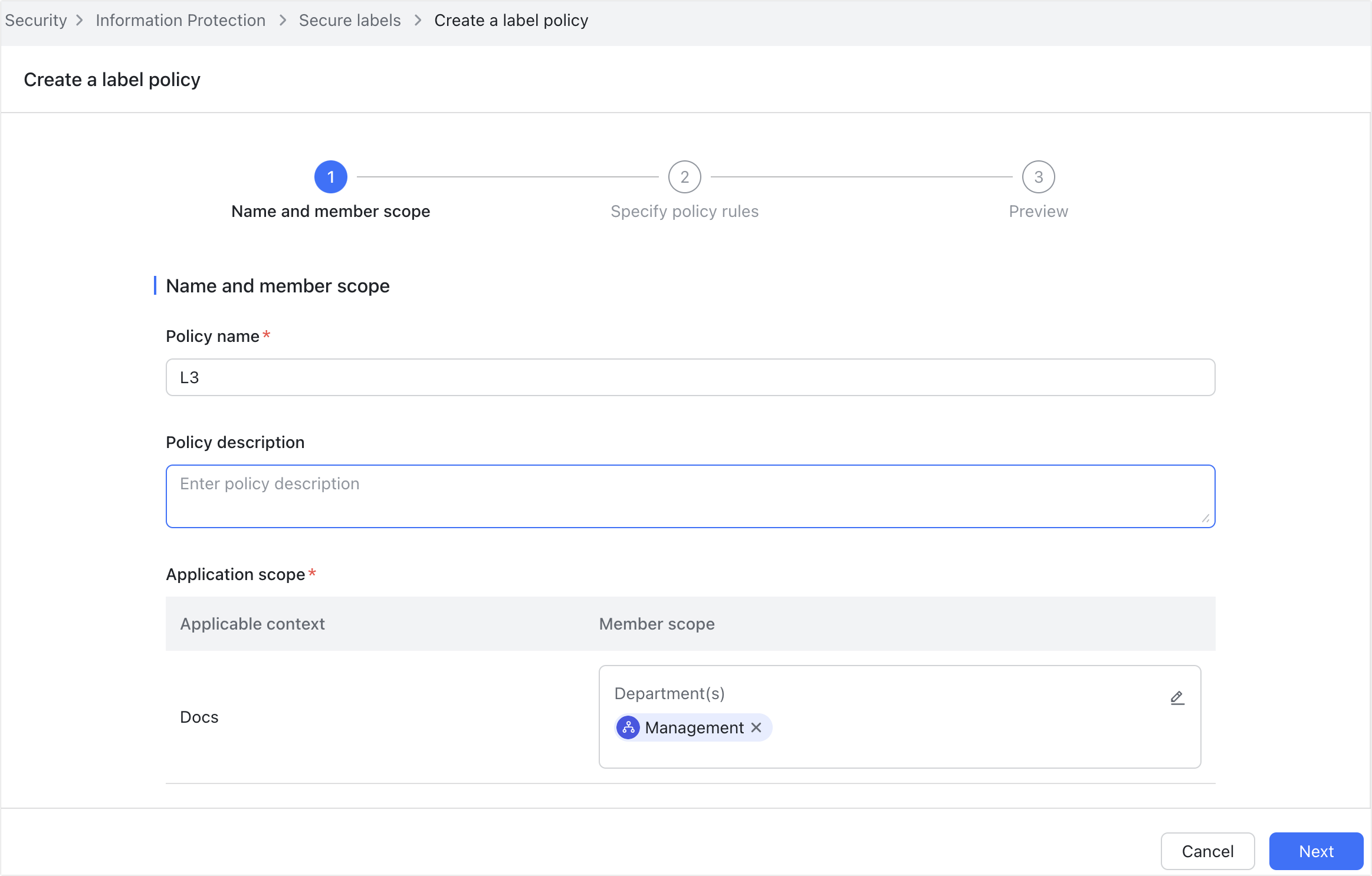 Admin | Create secure labels and label policies