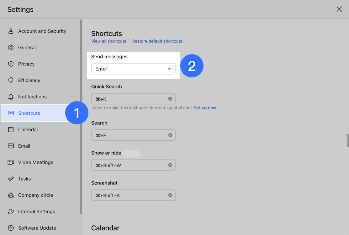 Use shortcuts in feishu