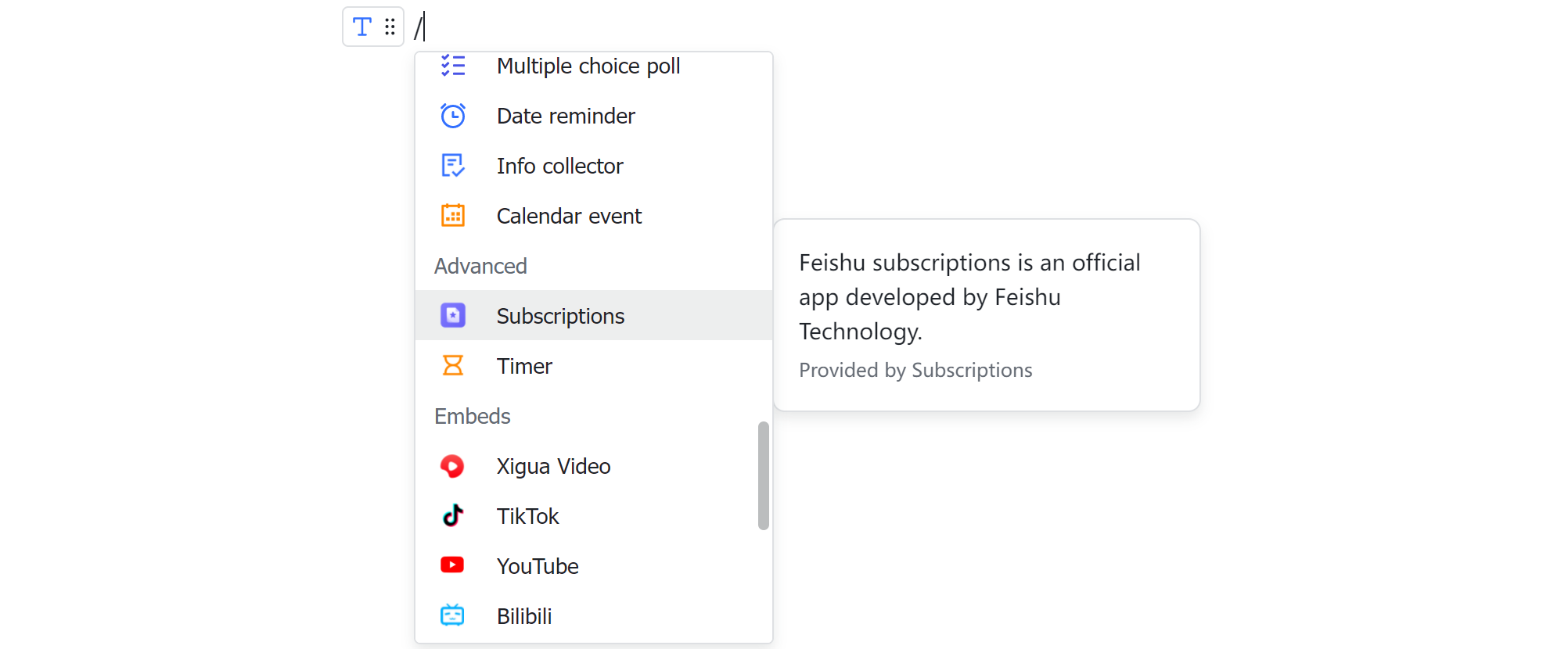 Insert articles from Subscriptions in Docs