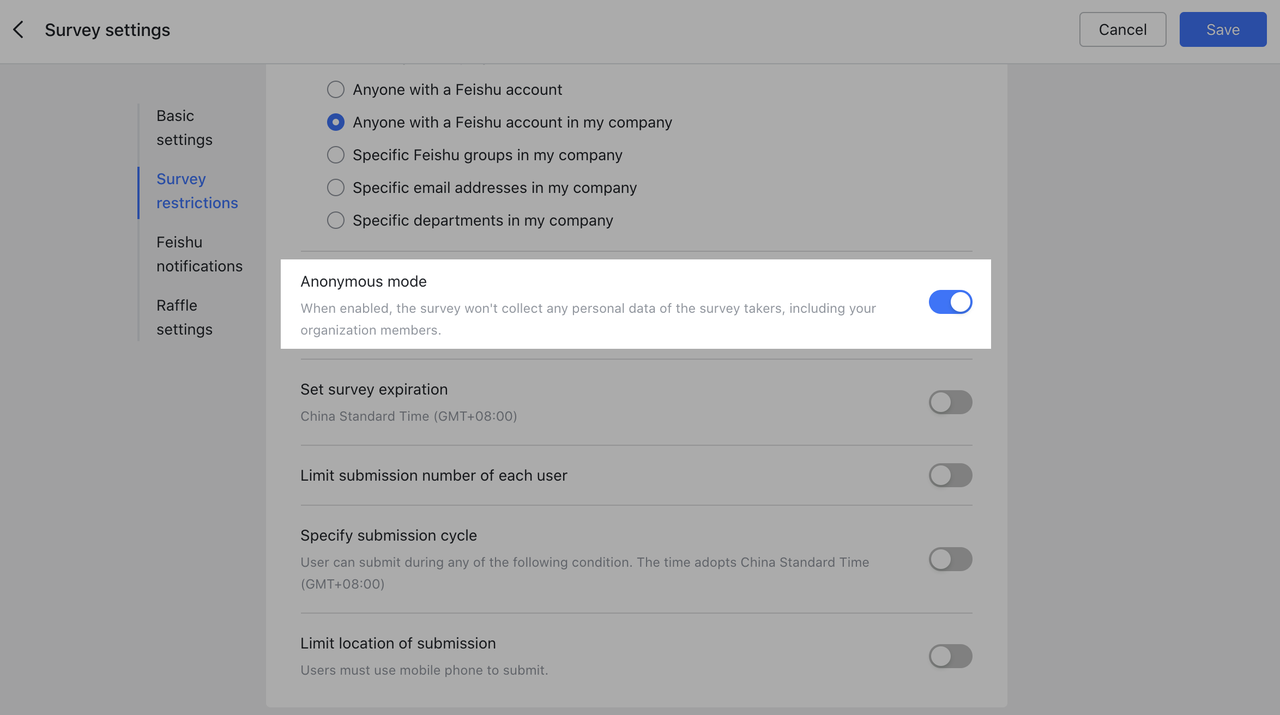 Use Feishu Survey