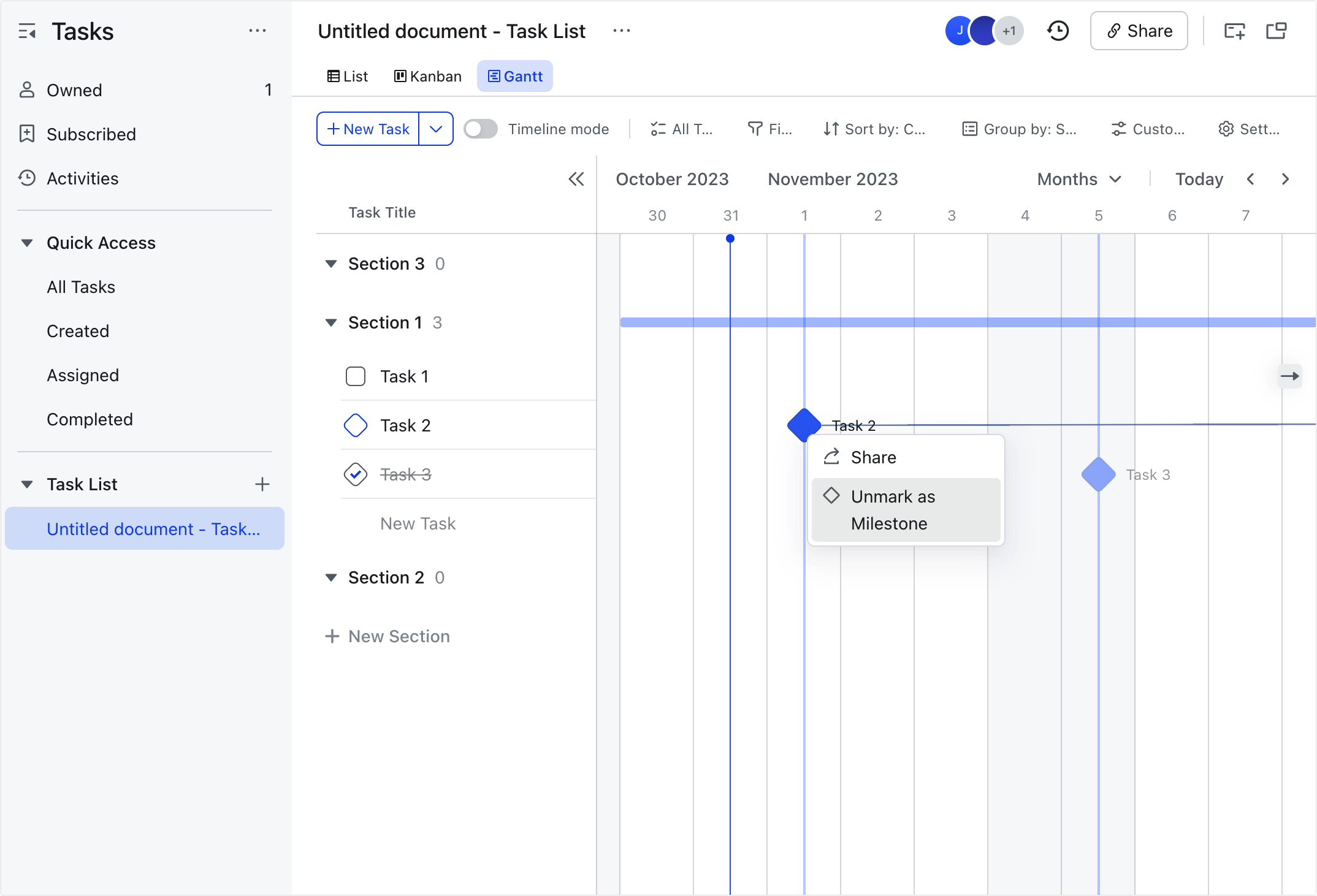 Use a Gantt chart to view and manage task list progress