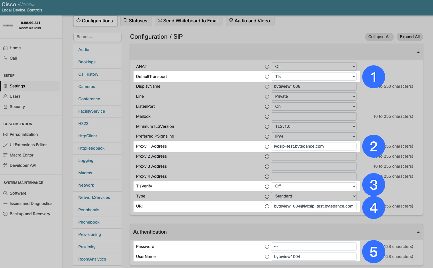 Admin Register a Cisco SIP meeting room terminal to Feishu