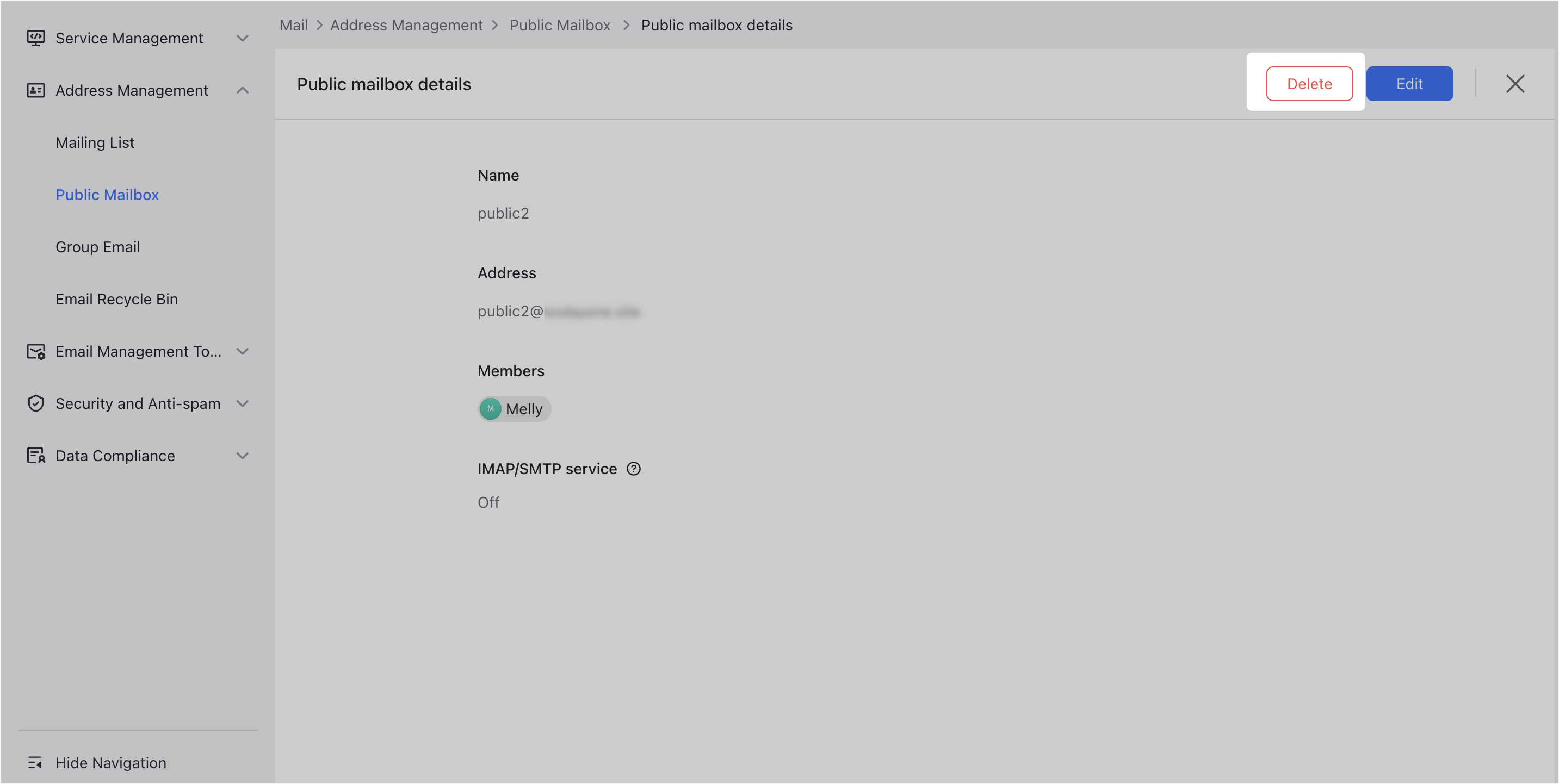 Admin | Delete public mailboxes and release email addresses