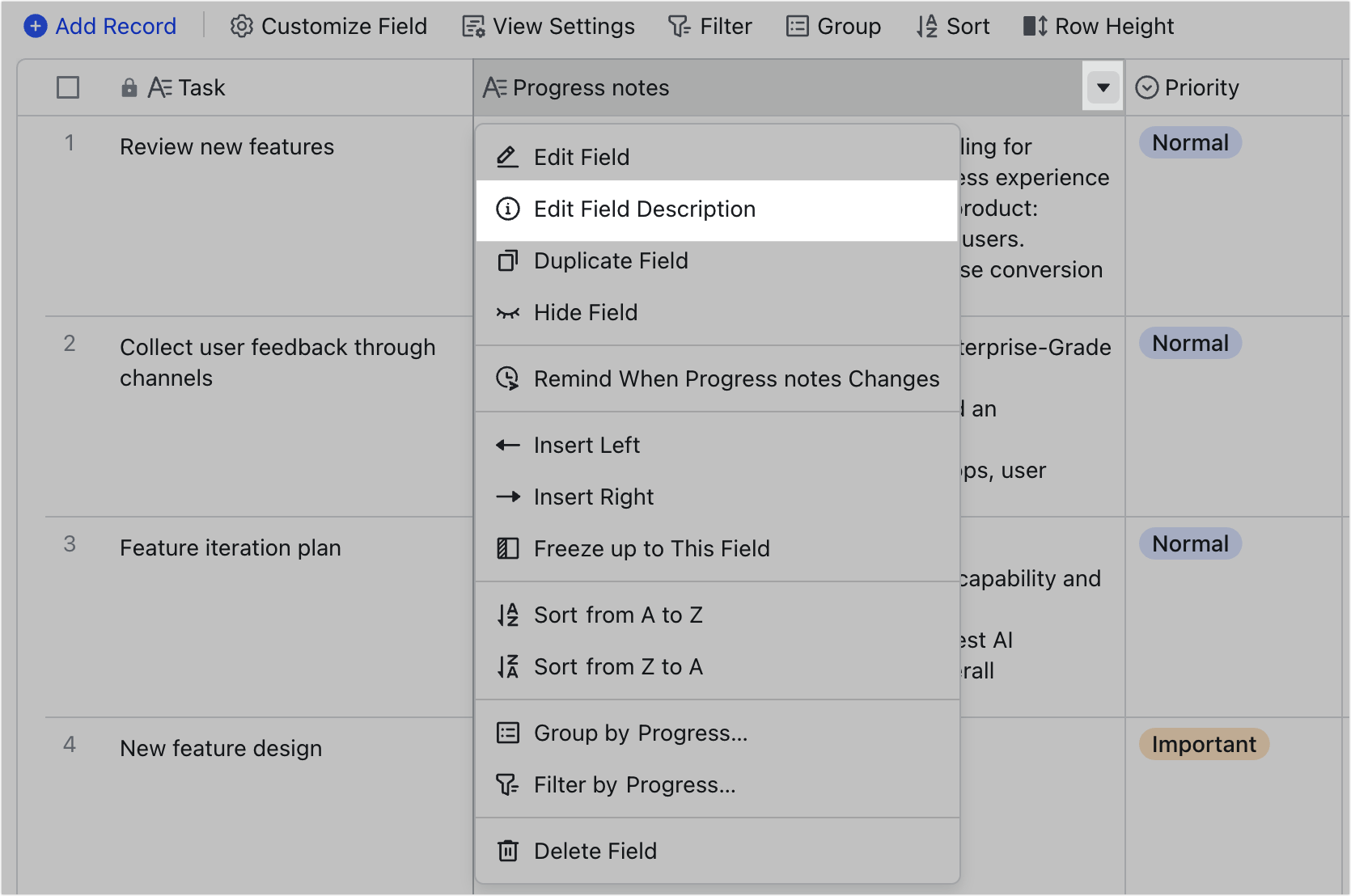 Use text fields in Base