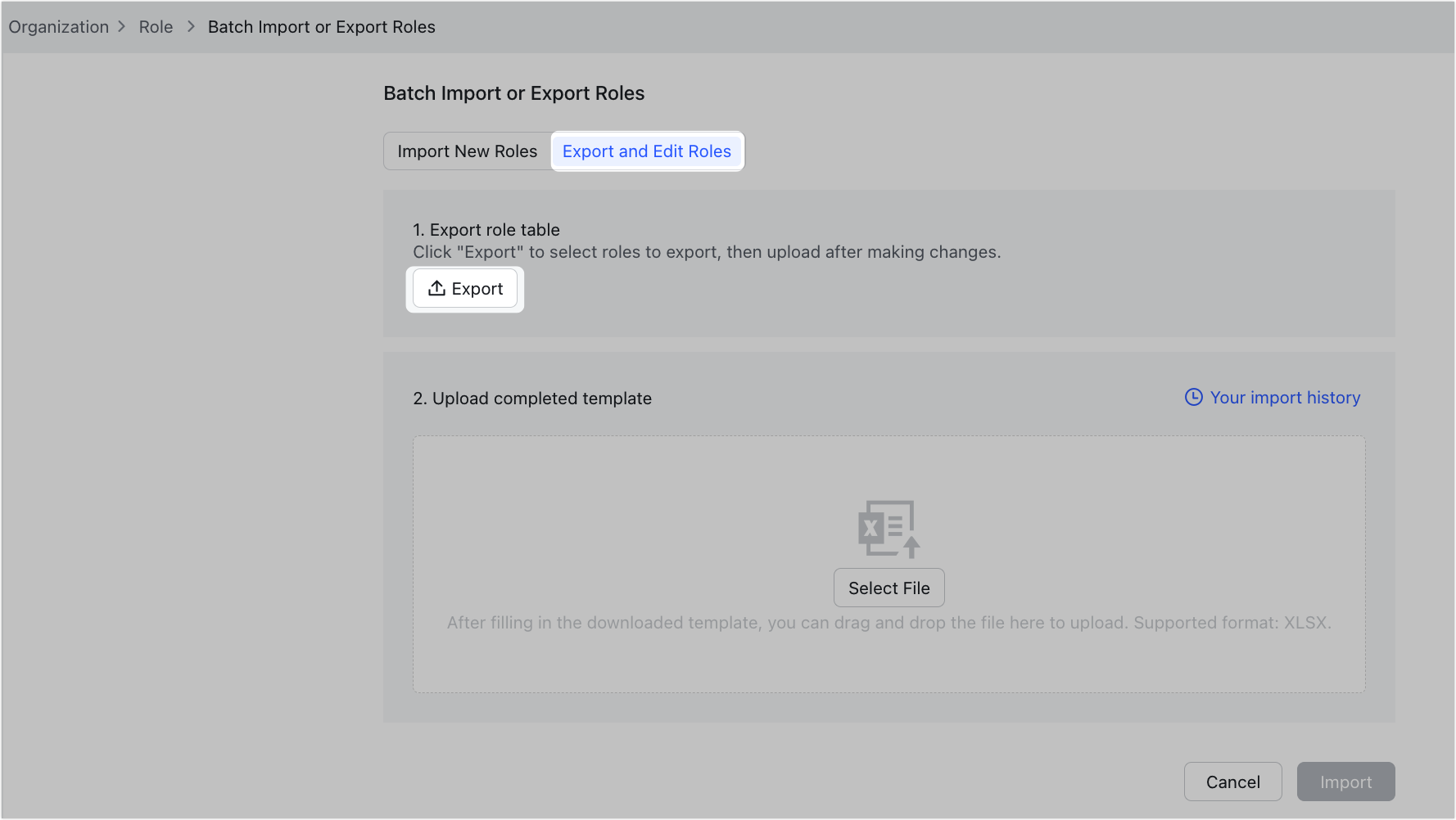 Admin | Batch export organization structure information
