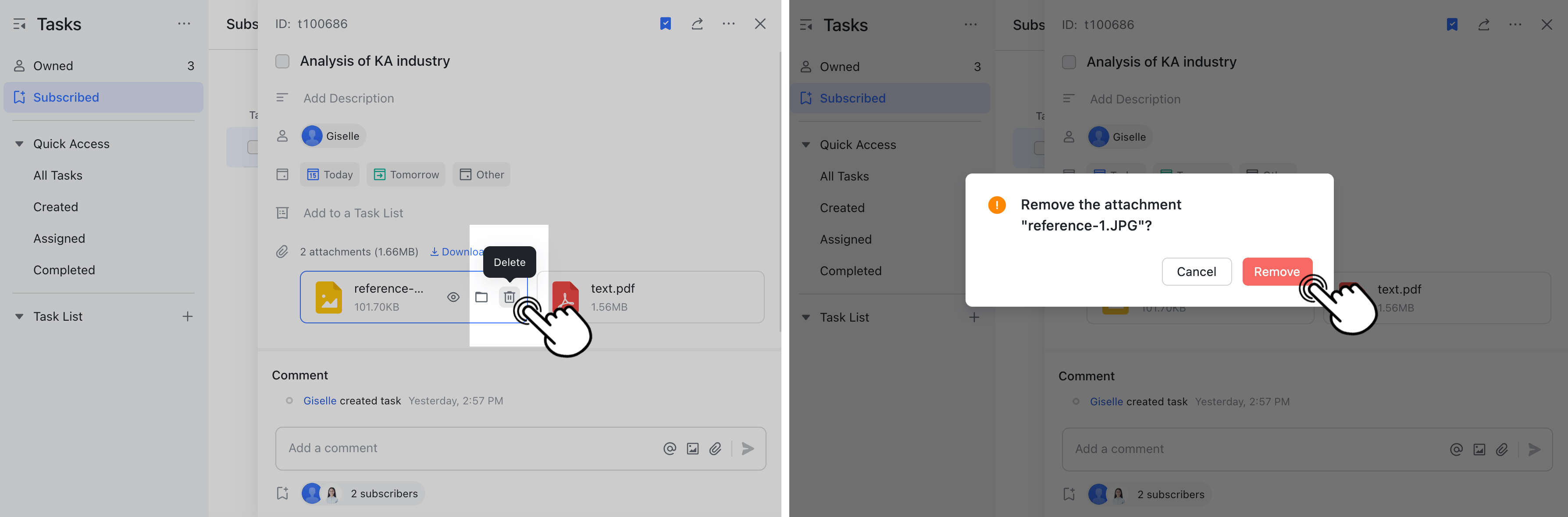 Add attachments to a task