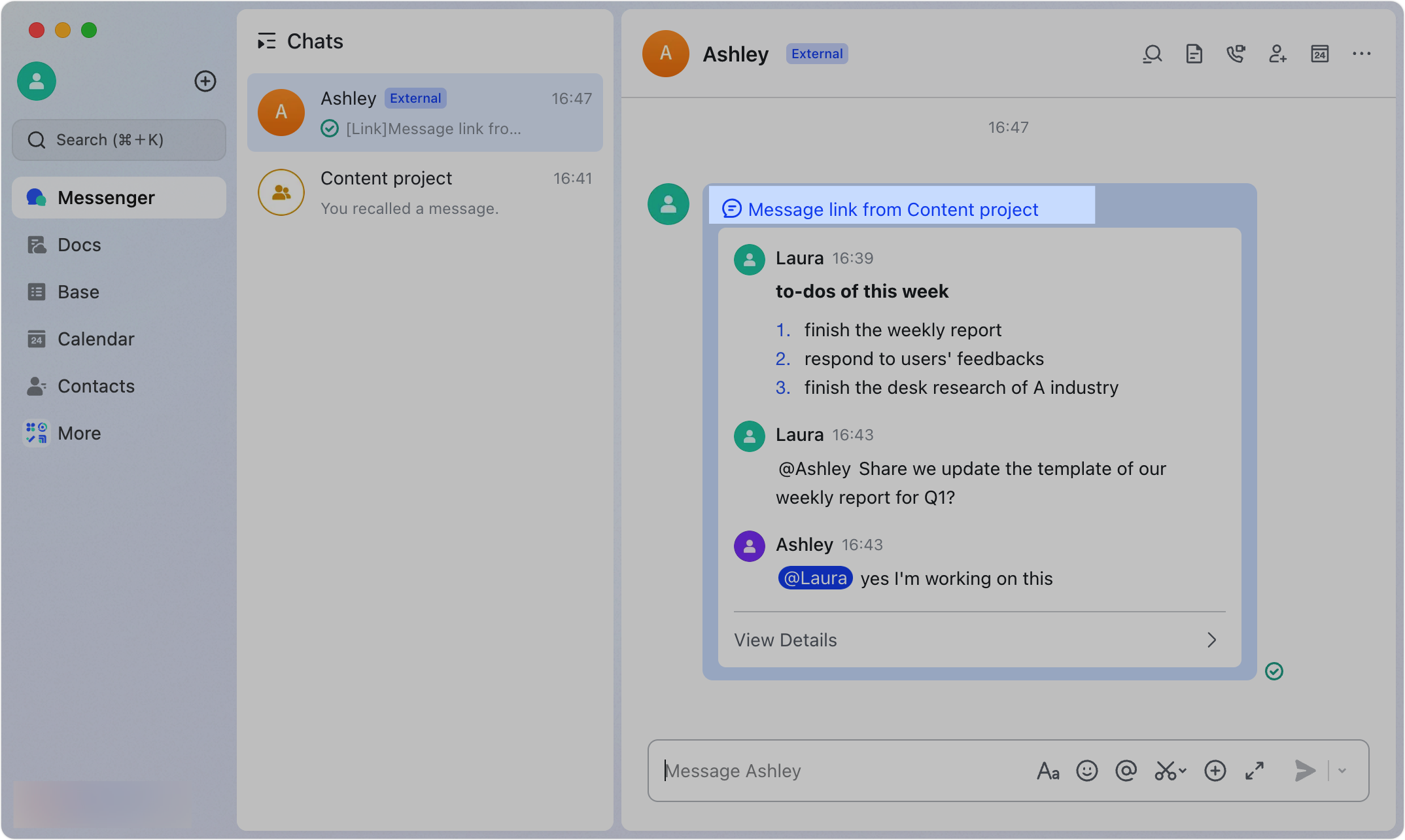 Copy and paste a message link