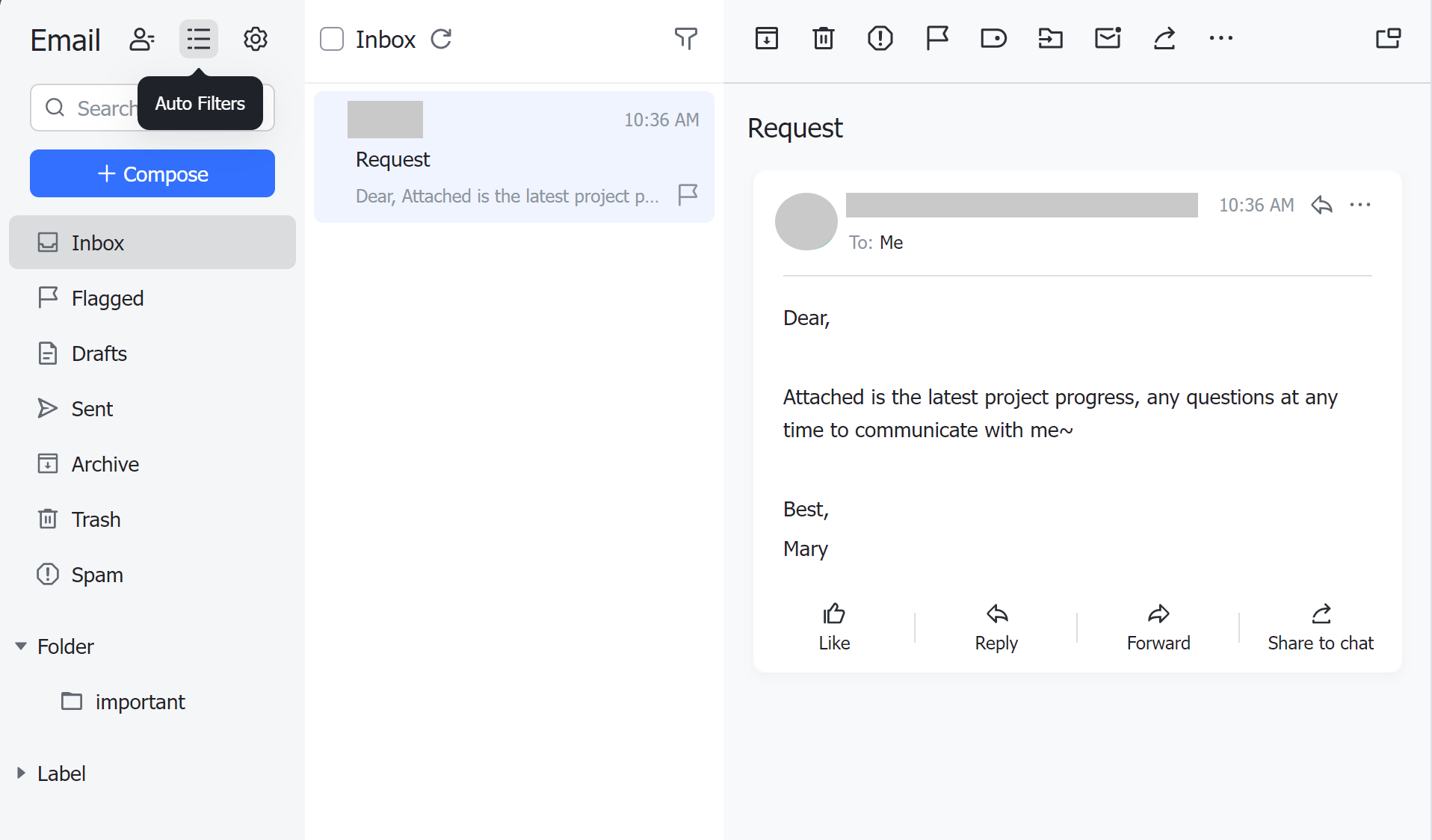 Automatically share emails to chats