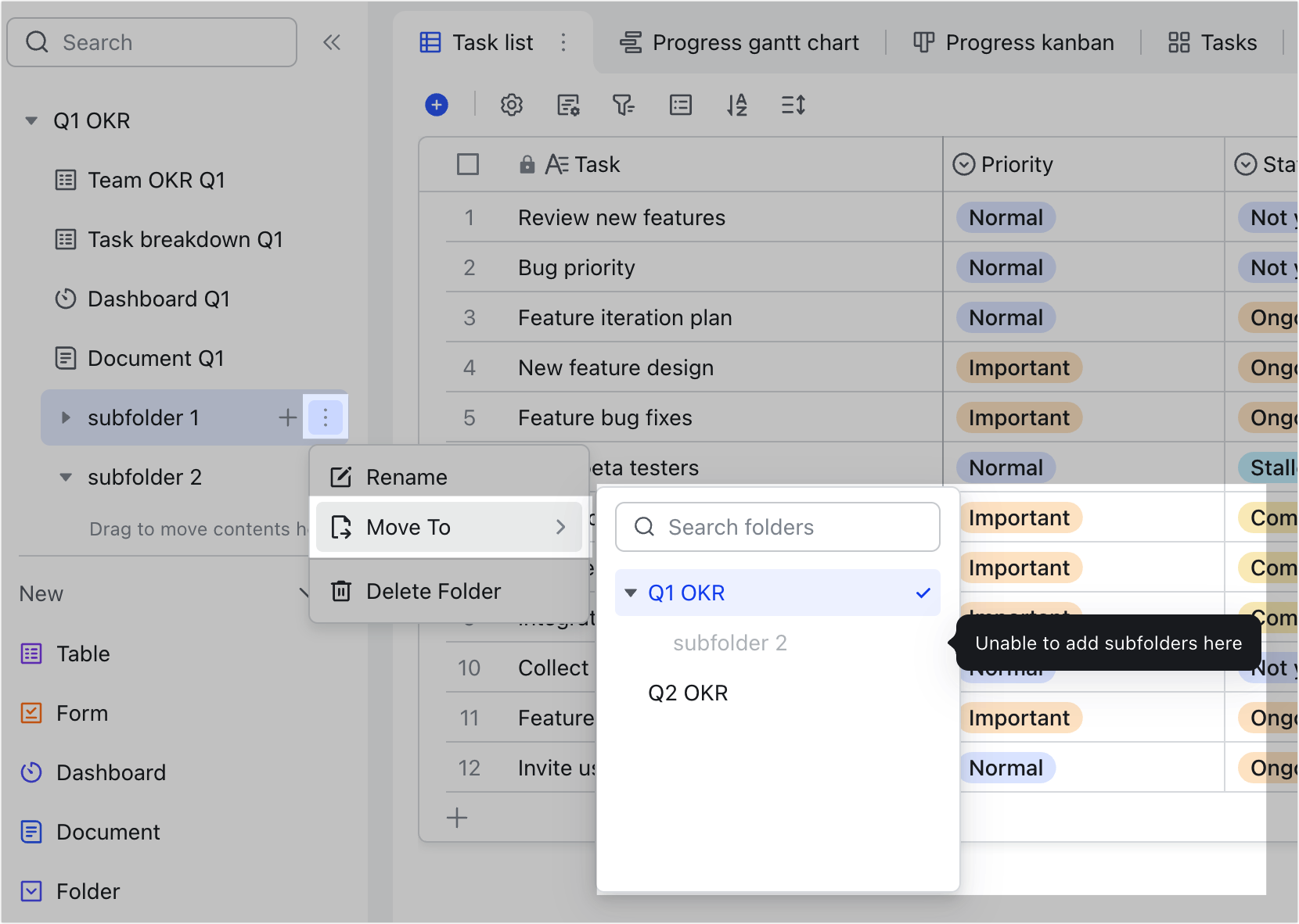 Create folders in Base