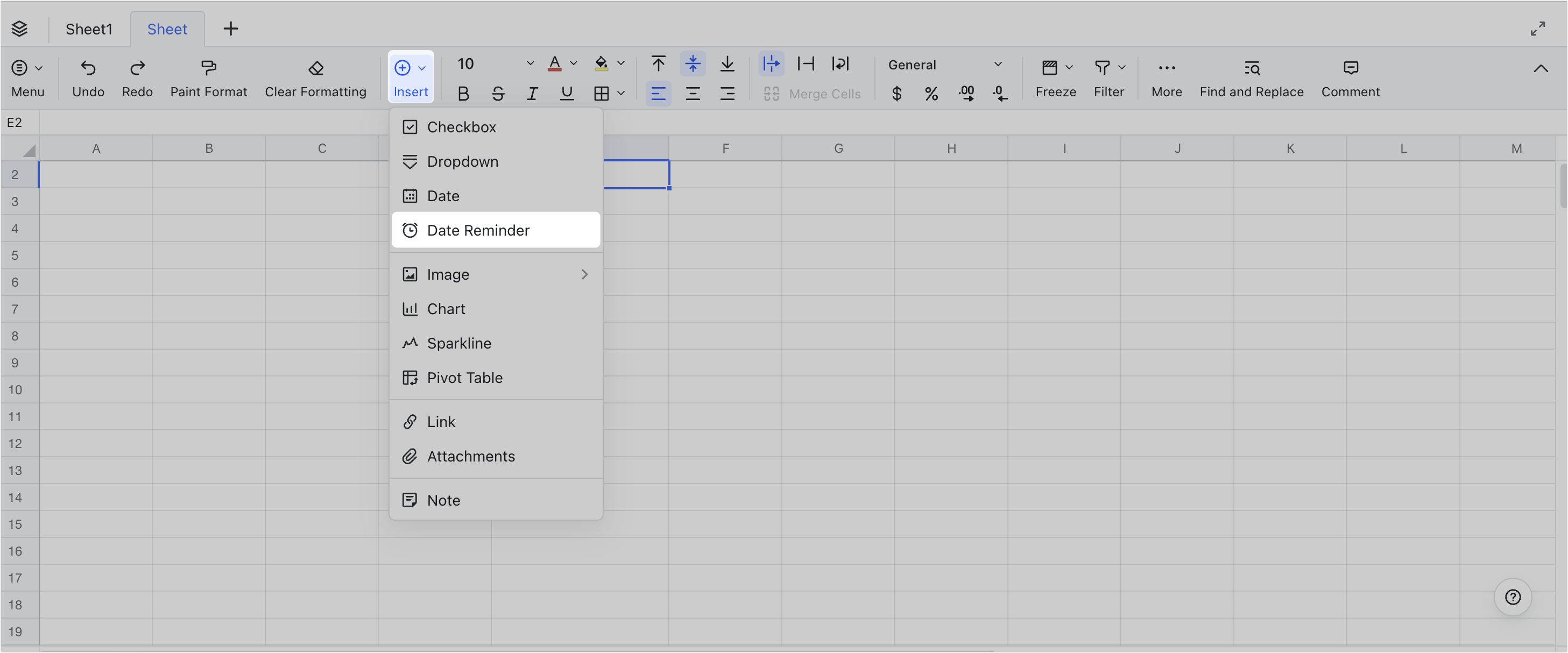 Use date reminder in Sheets