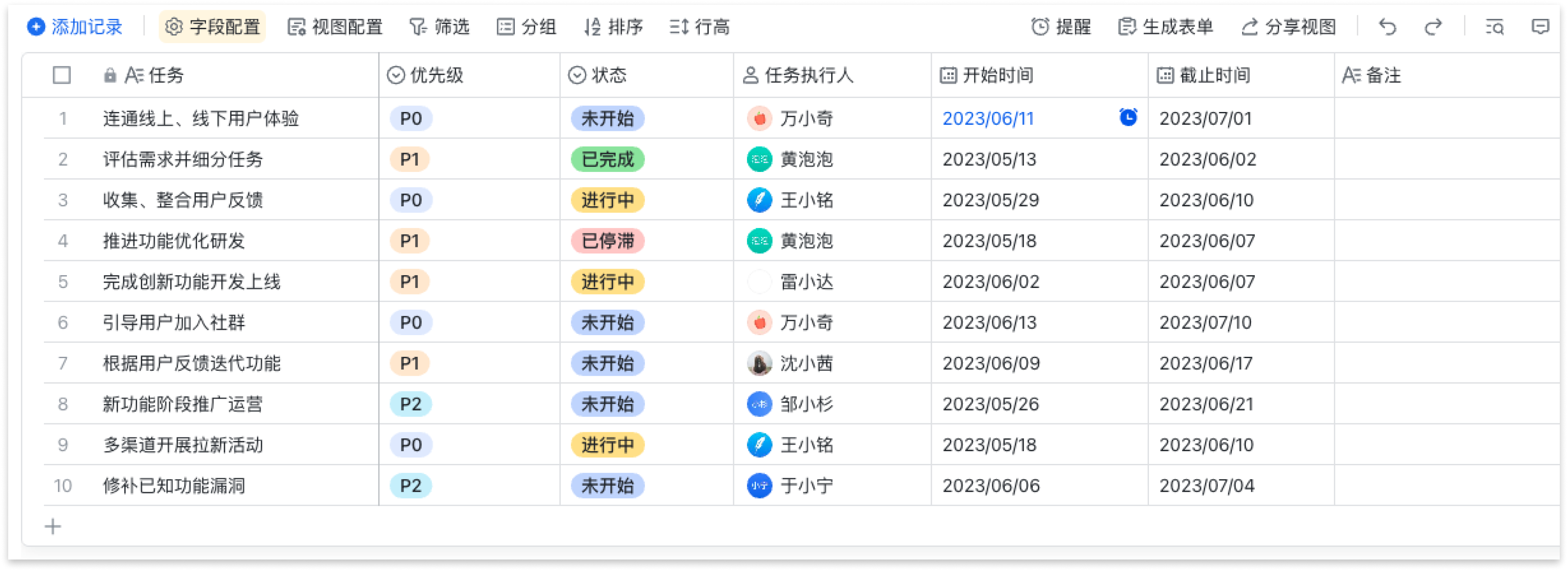 多维表格的数据表和视图