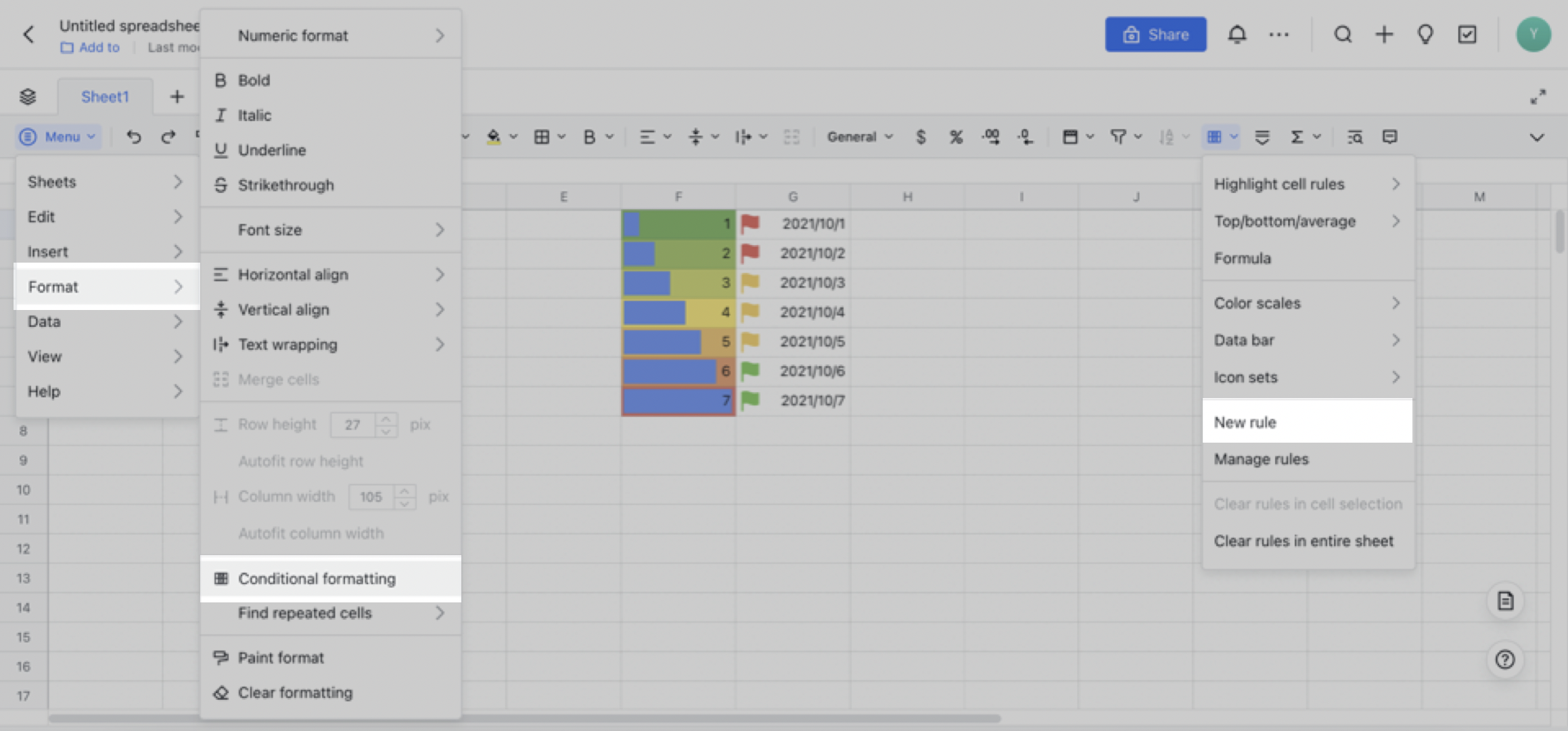 Use conditional formatting in sheets