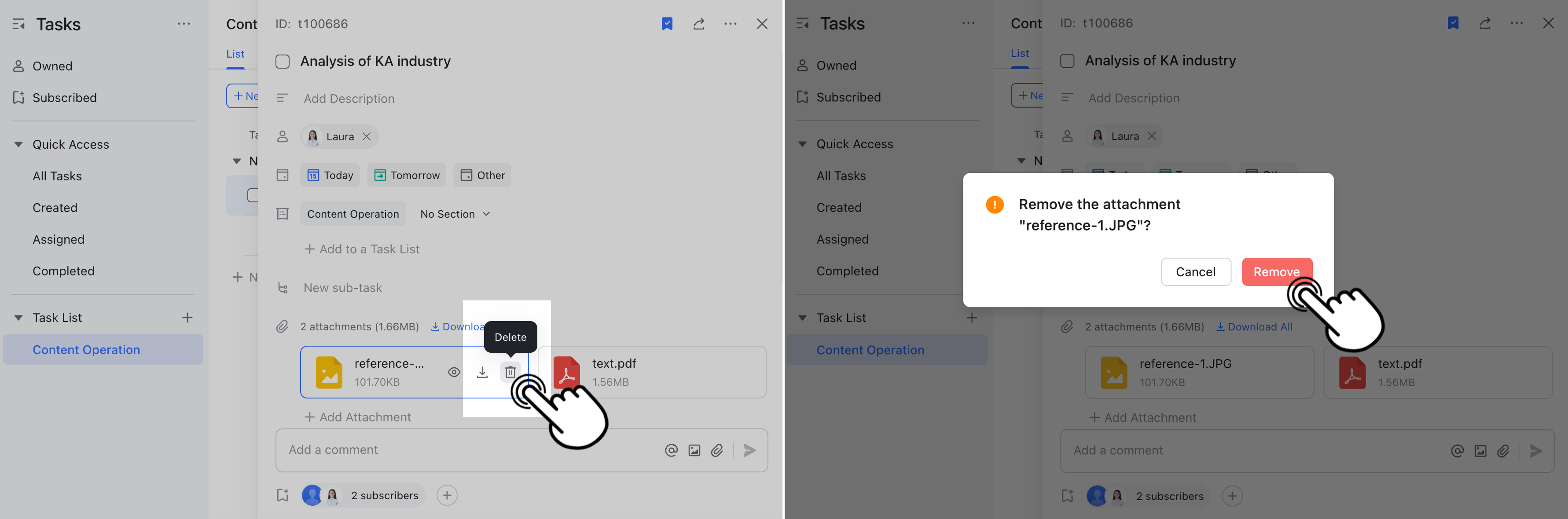 Add attachments to a task