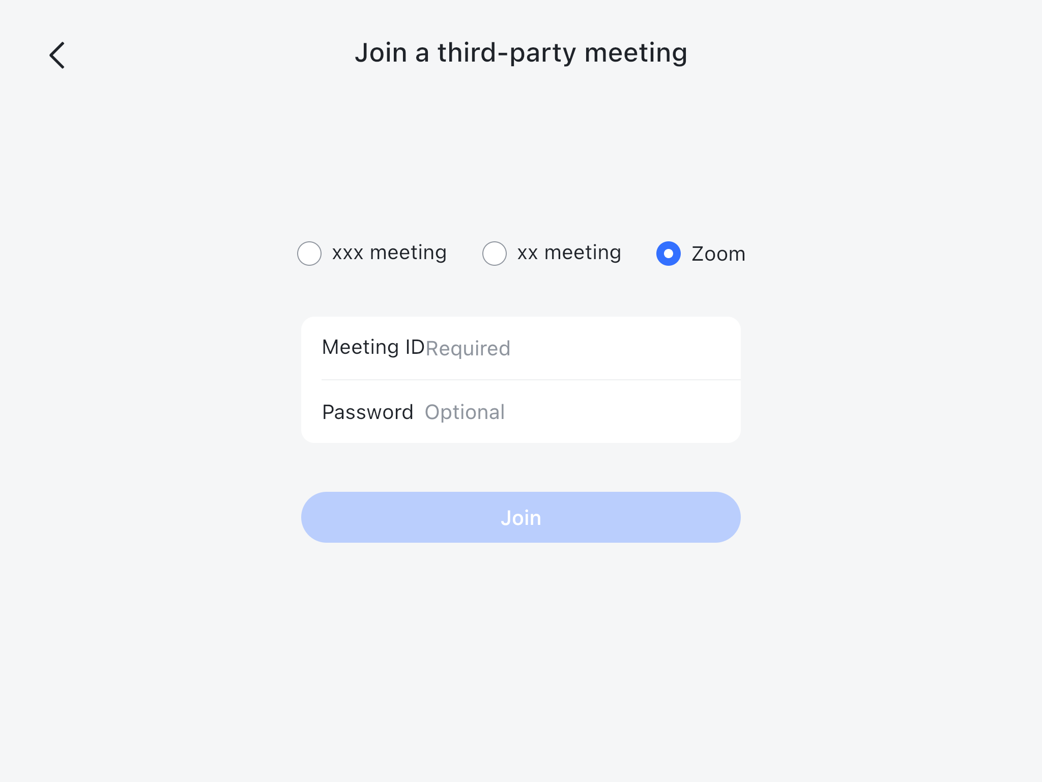 Join a third-party cloud meeting in Feishu Rooms