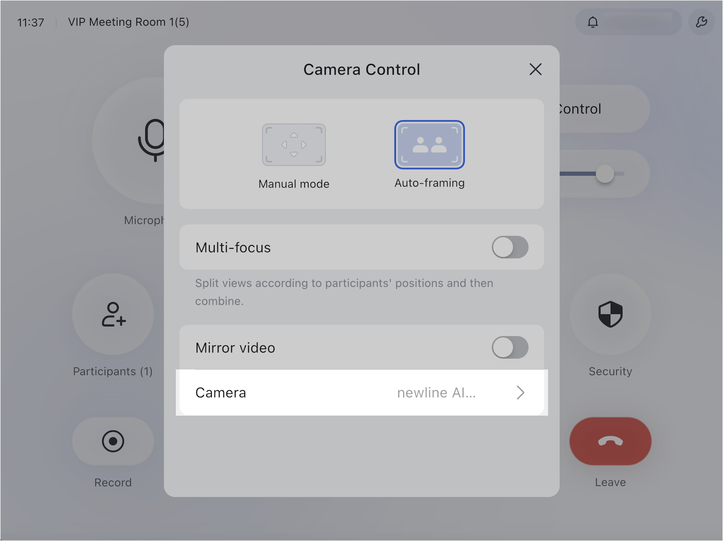 Switch cameras during a meeting