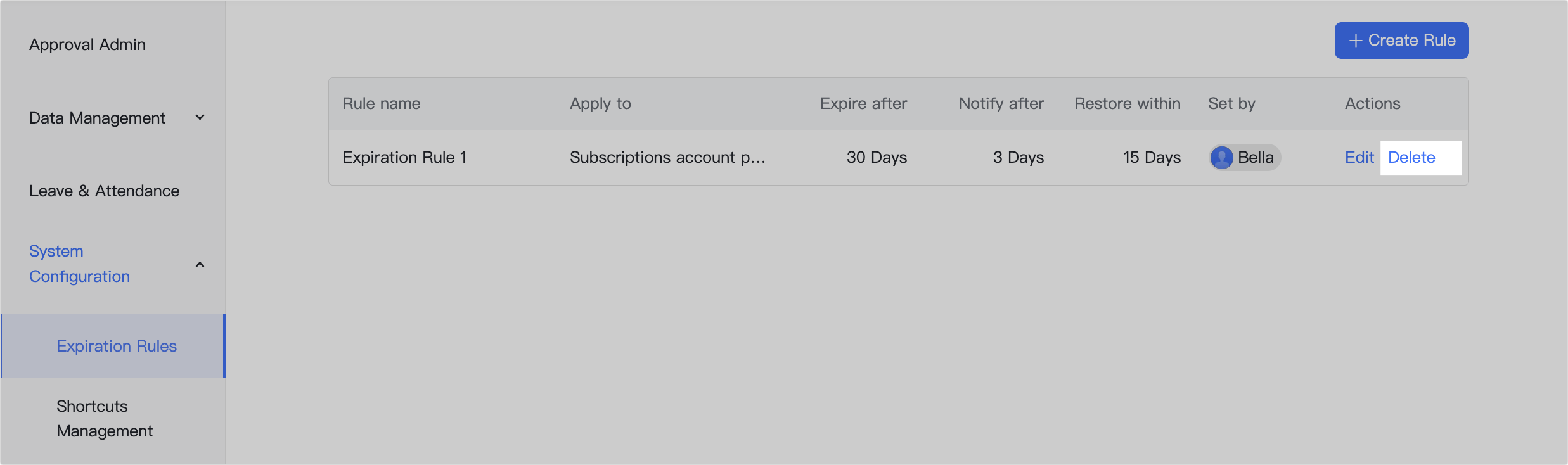Admin Set approval expiration rules
