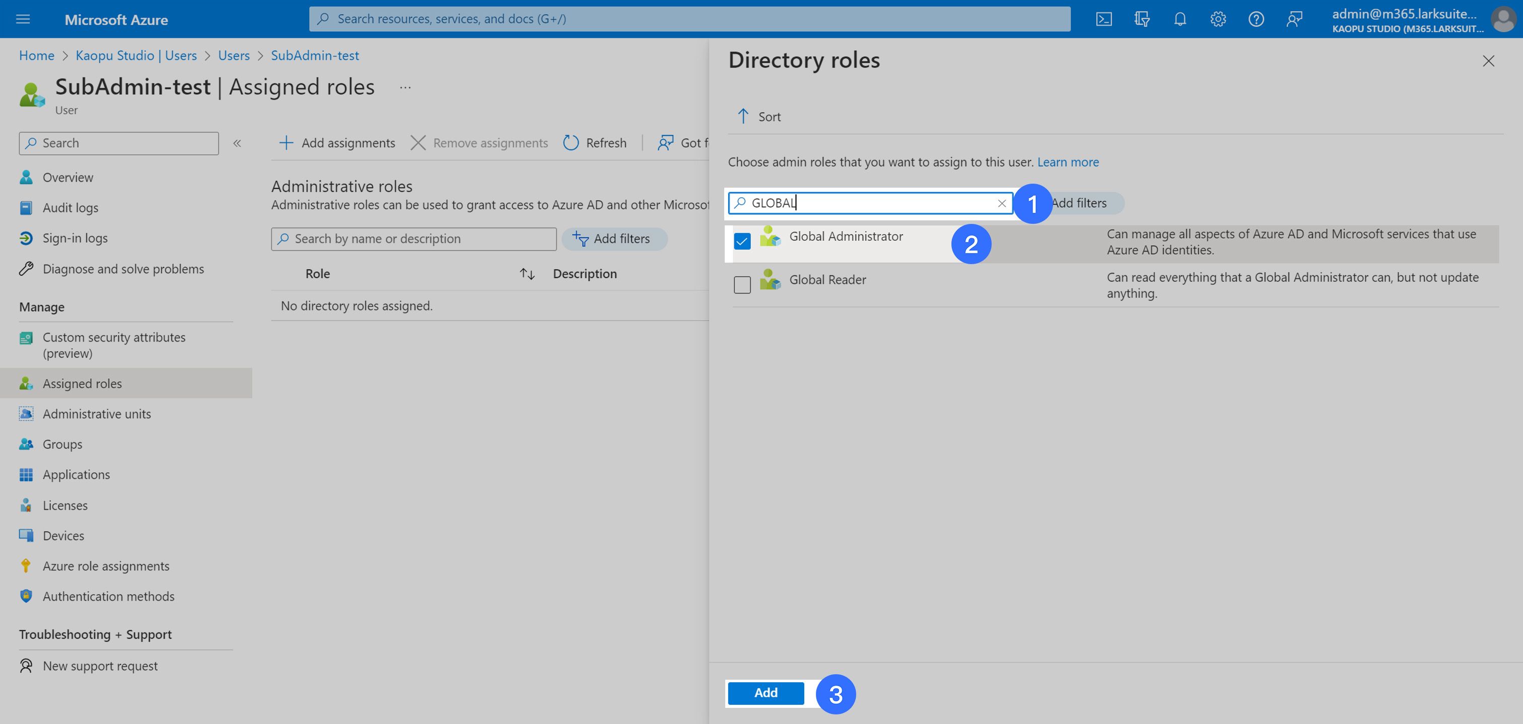 Admin | Set Up A Global Administrator Account In The Microsoft Azure ...